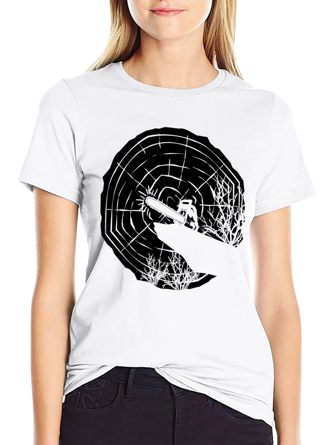 Chainsaw Tree Ring Graphic Tee - Lumberjack Style