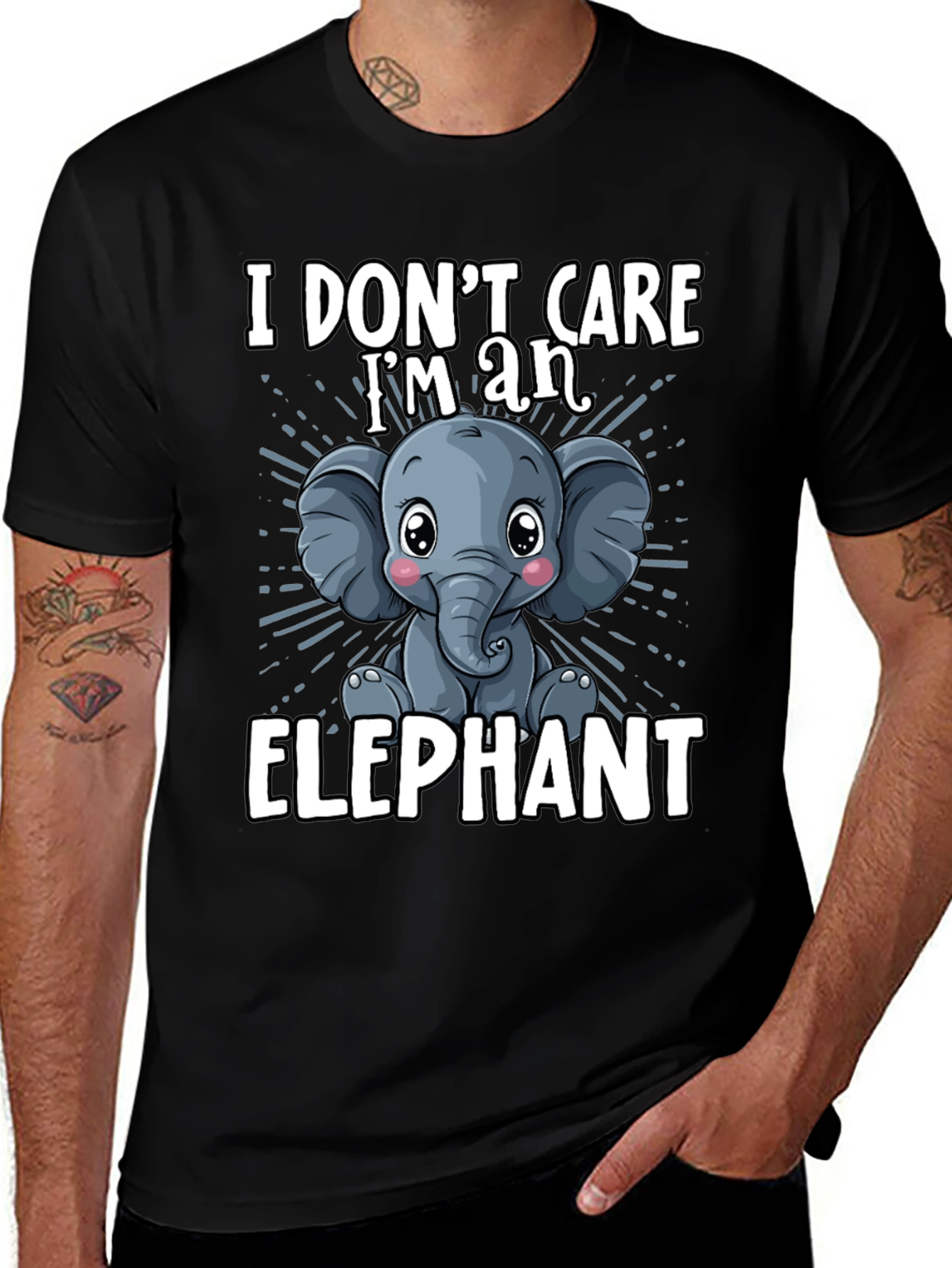 I Dont Care Im an Elephant Mens T-Shirt