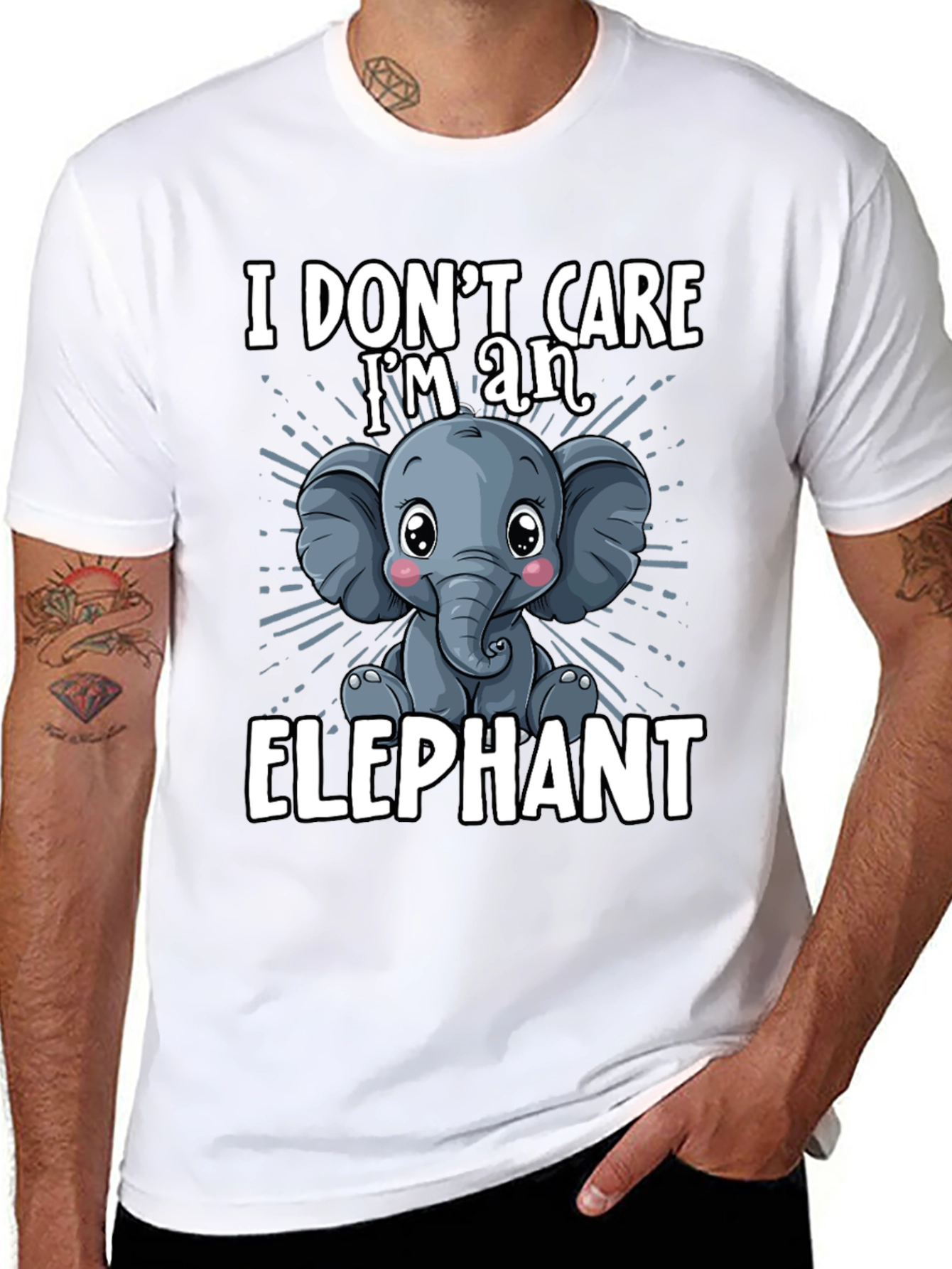 I Dont Care Im an Elephant Mens T-Shirt