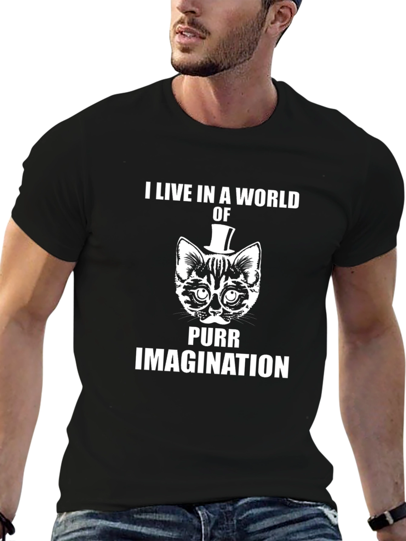 Purr Imagination Cat Graphic Tee - Novelty T-Shirt