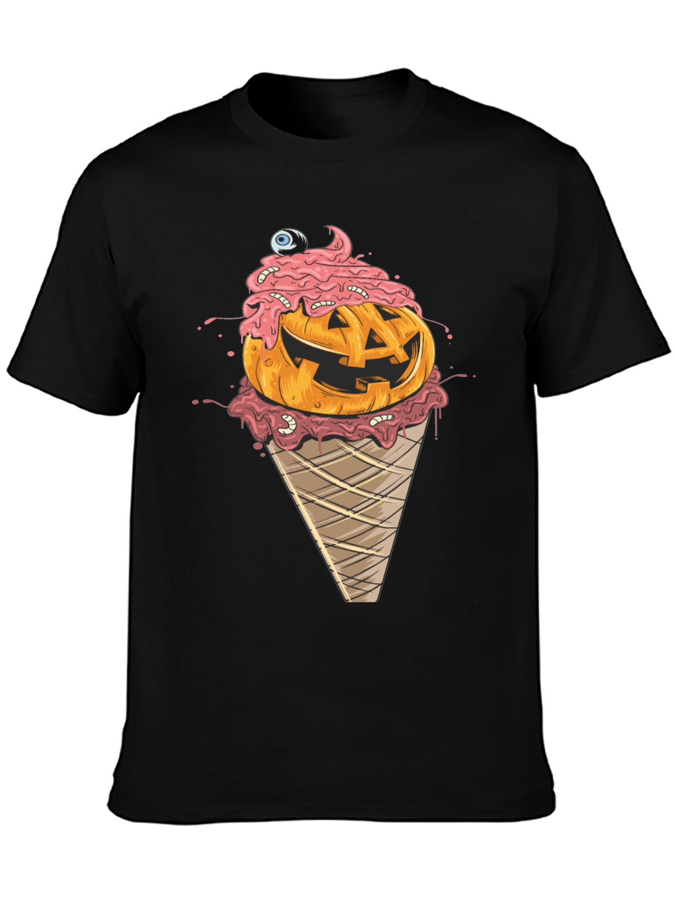 Halloween Pumpkin Ice Cream Cone Graphic Tee
