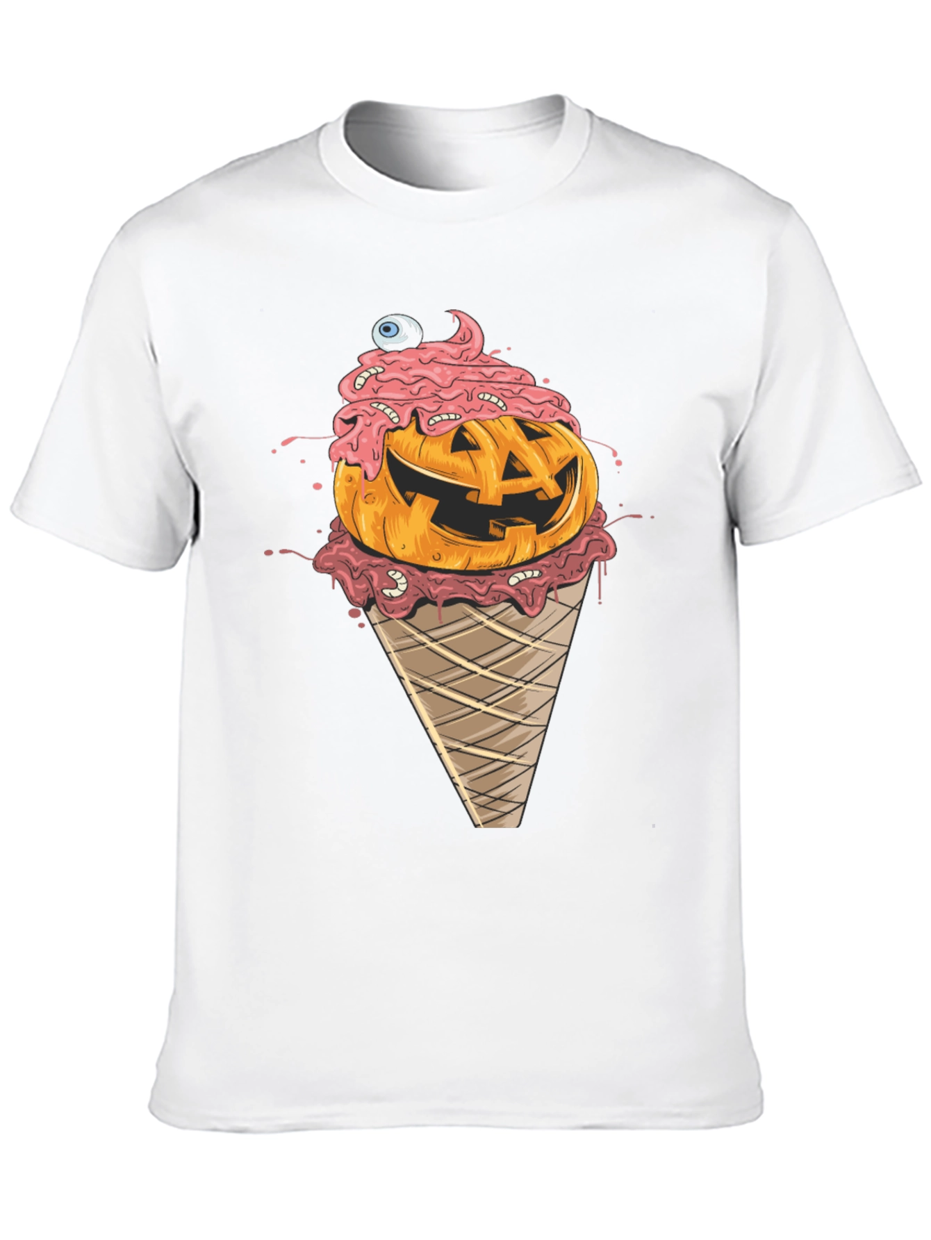 Halloween Pumpkin Ice Cream Cone Graphic Tee