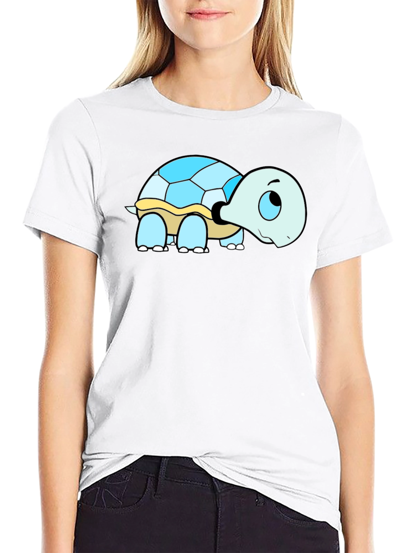 Cartoon Turtle Graphic T-Shirt - Black