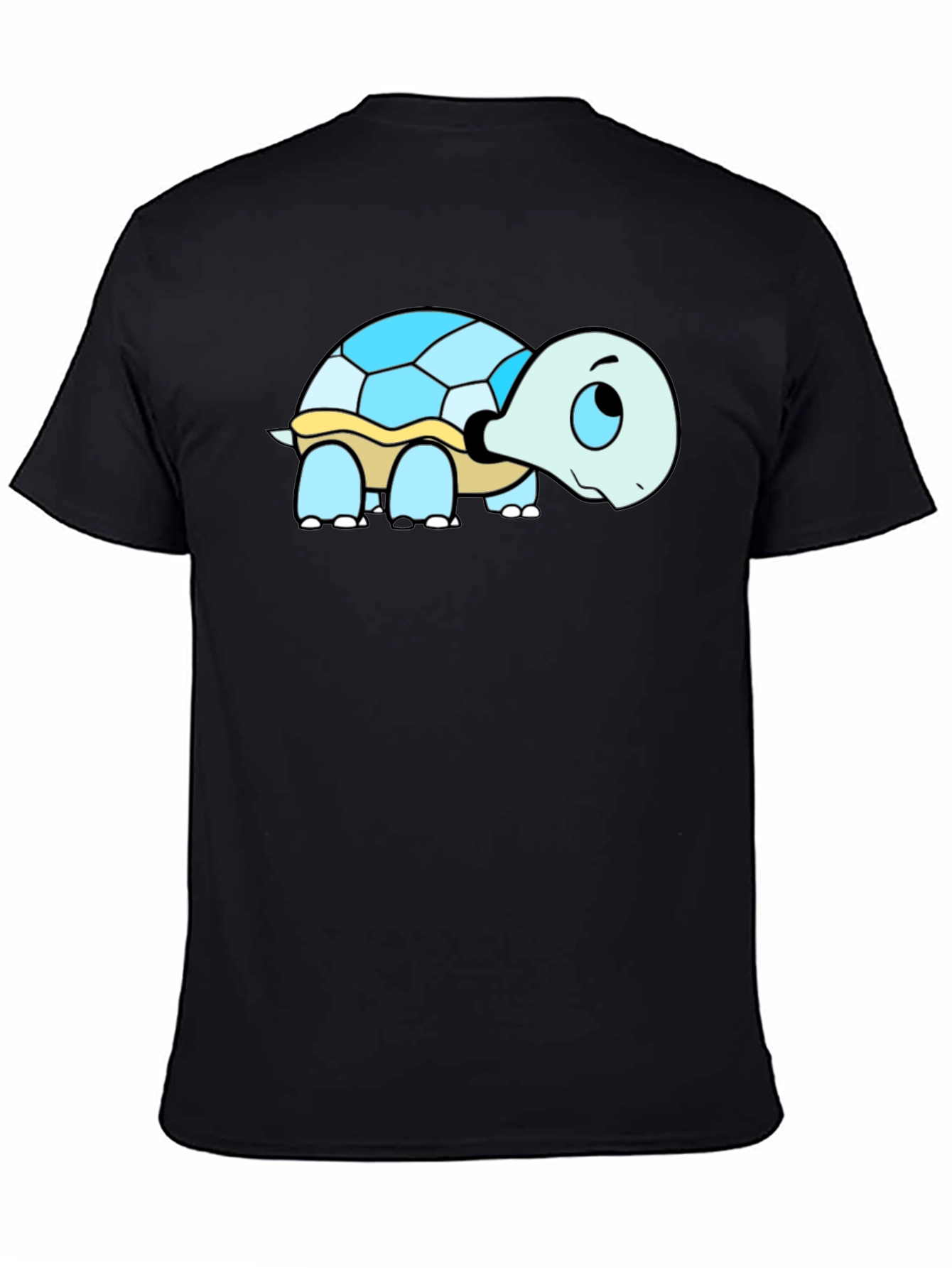 Cartoon Turtle Graphic T-Shirt - Black