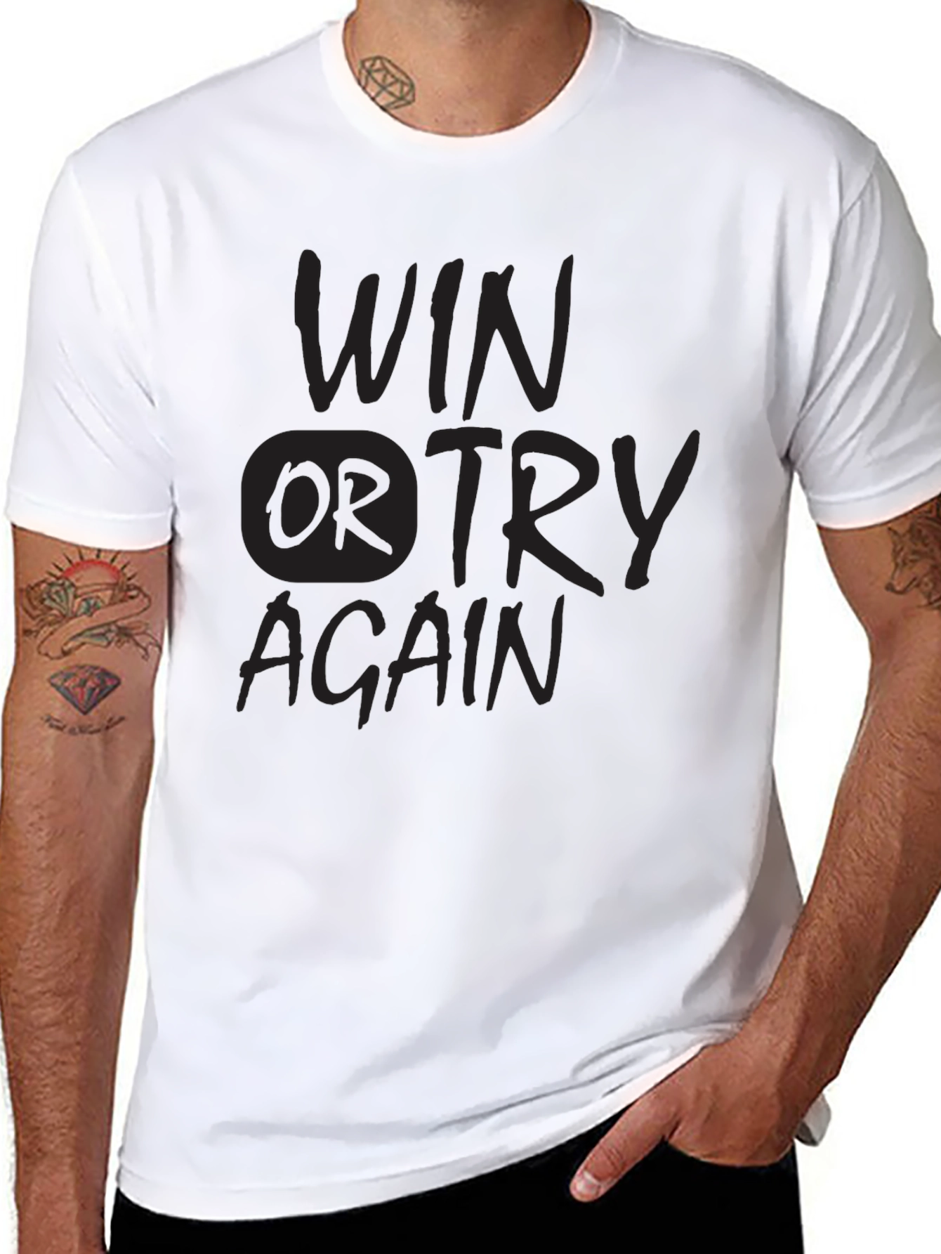 Win or Try Again Graphic Tee - Black