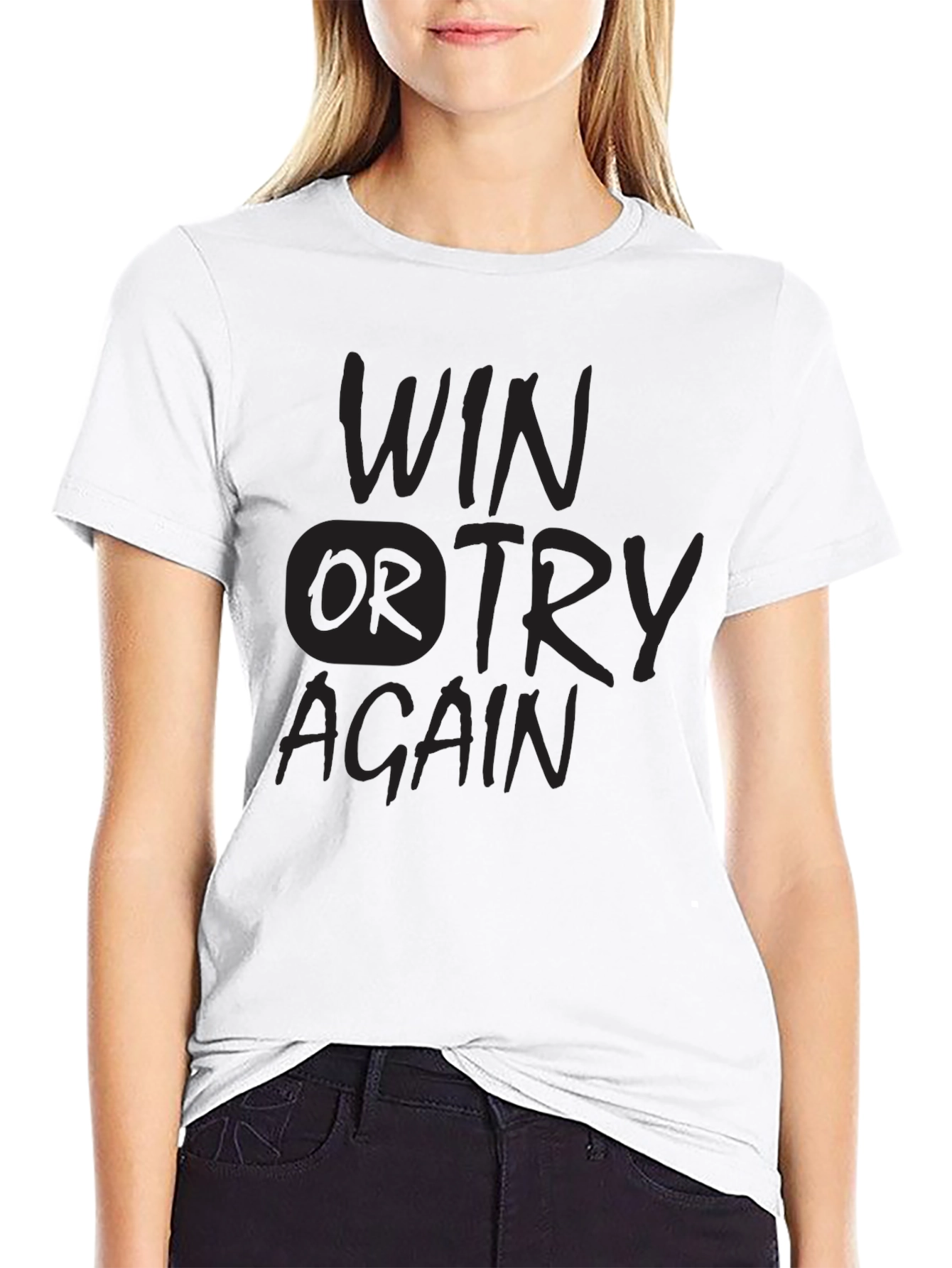 Win or Try Again Graphic Tee - Black