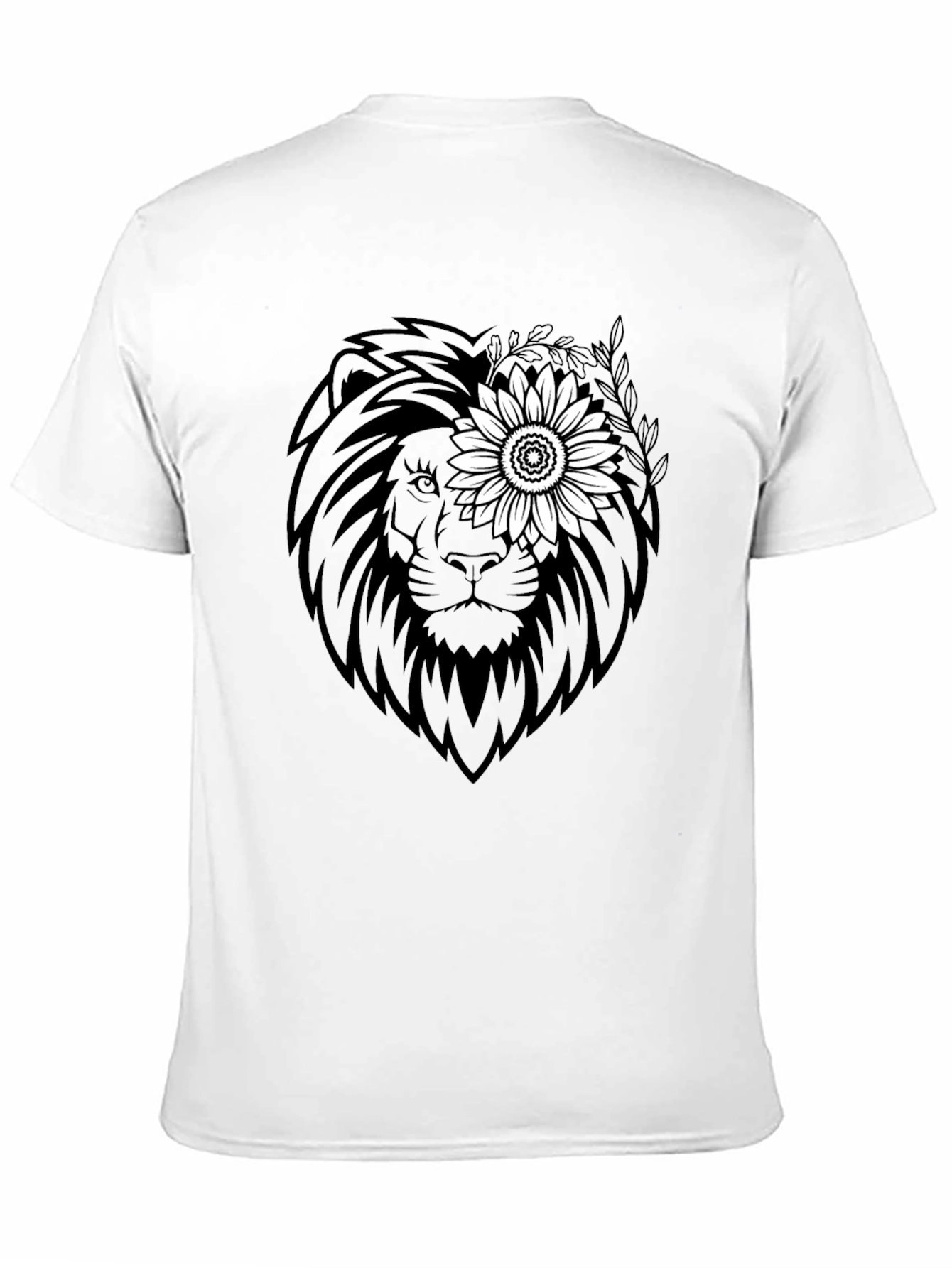 Lion Sunflower Graphic Tee - Black