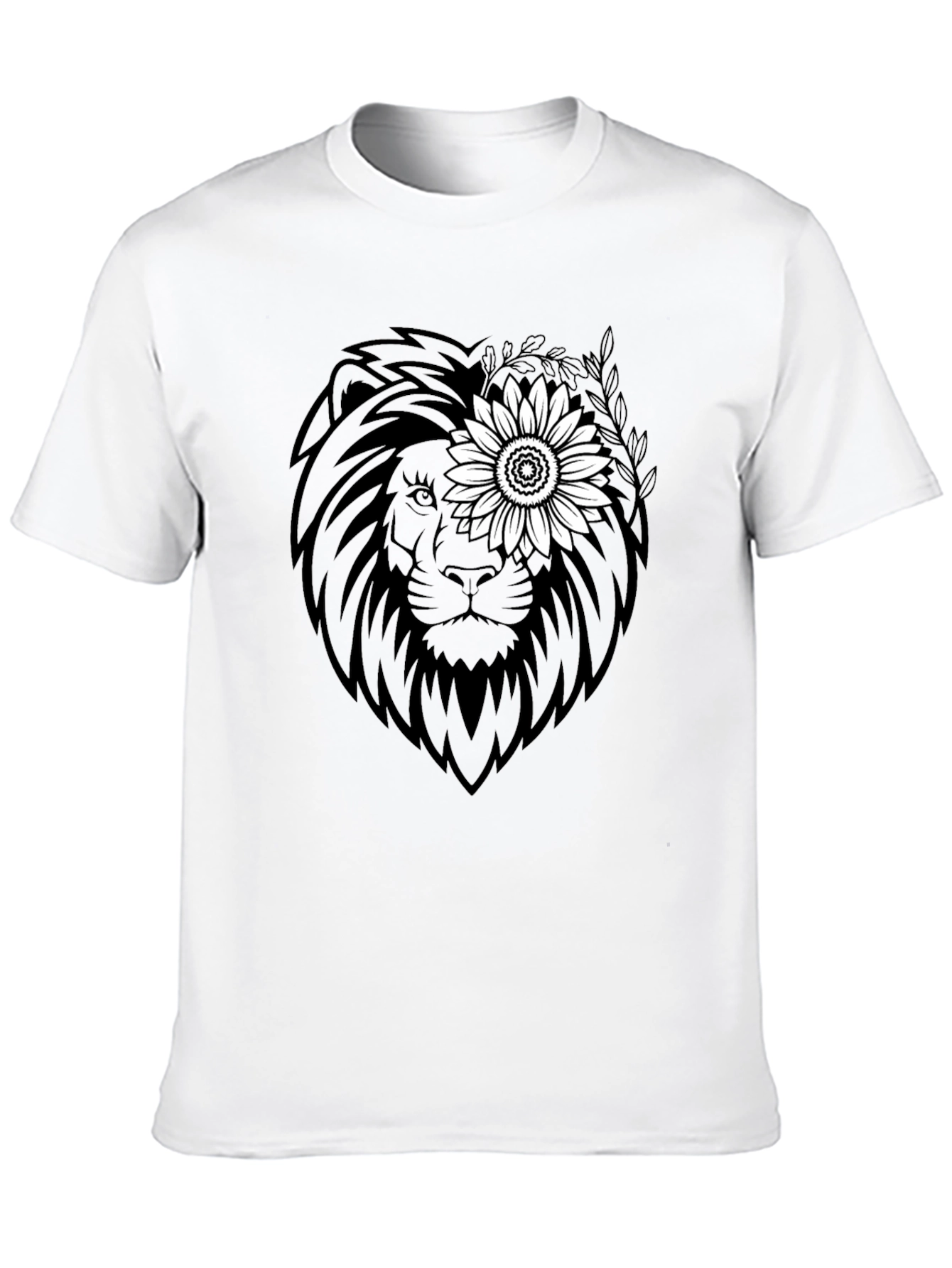 Lion Sunflower Graphic Tee - Black