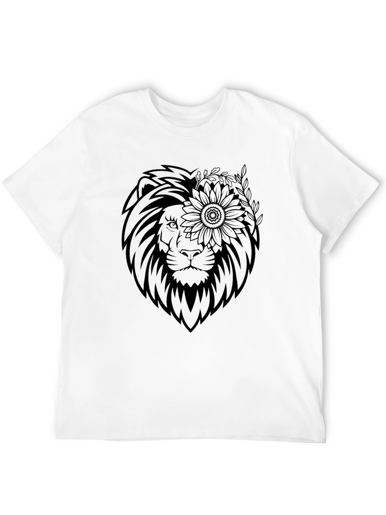 Lion Sunflower Graphic Tee - Black
