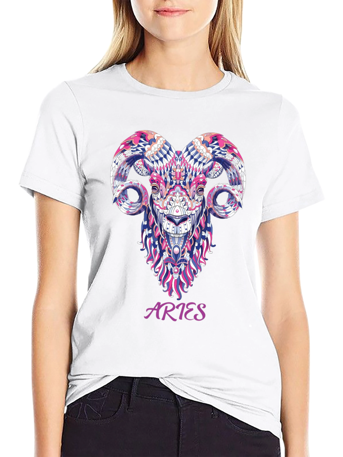 Aries Zodiac Ram Graphic Black T-Shirt