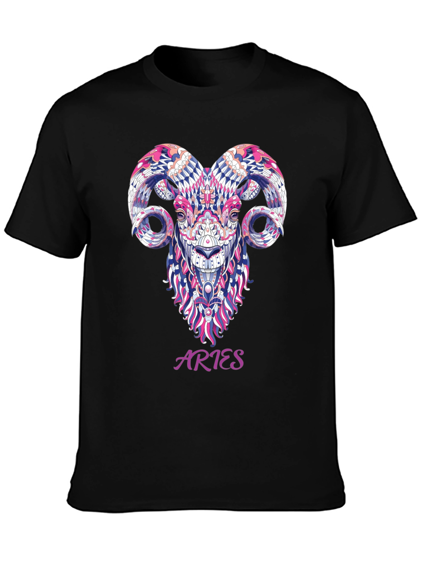 Aries Zodiac Ram Graphic Black T-Shirt