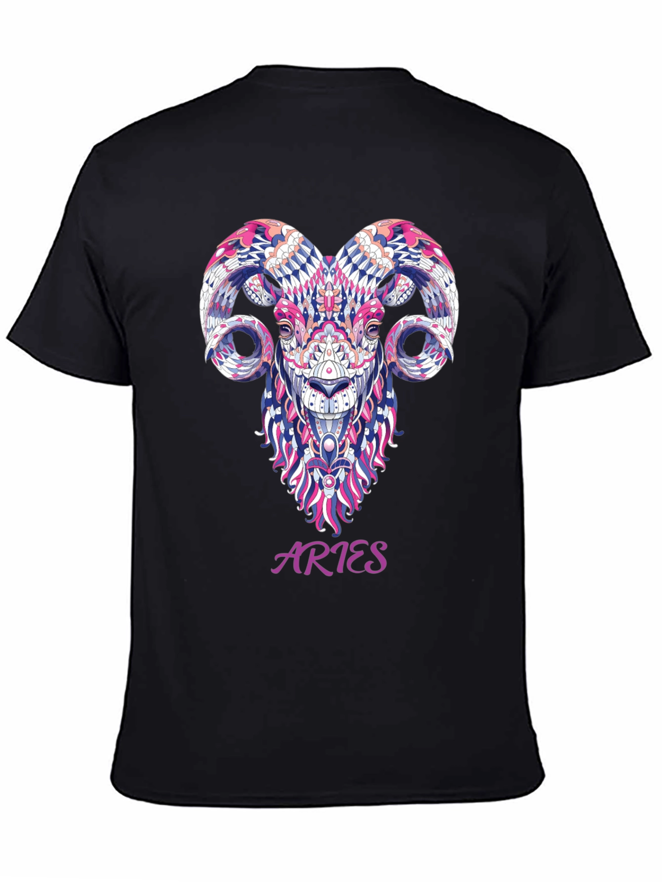 Aries Zodiac Ram Graphic Black T-Shirt