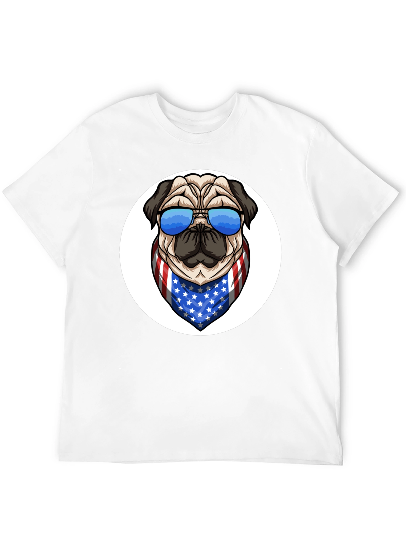 Patriotic Pug Graphic Tee - Black