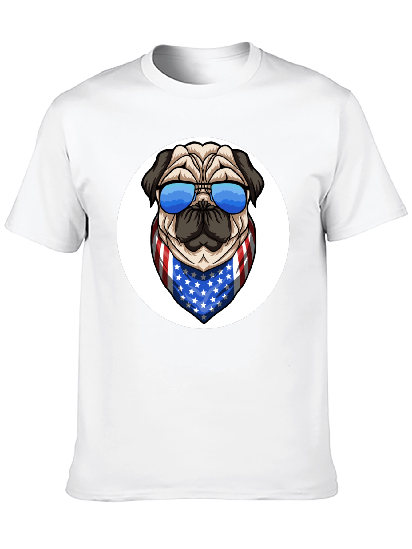 Patriotic Pug Graphic Tee - Black