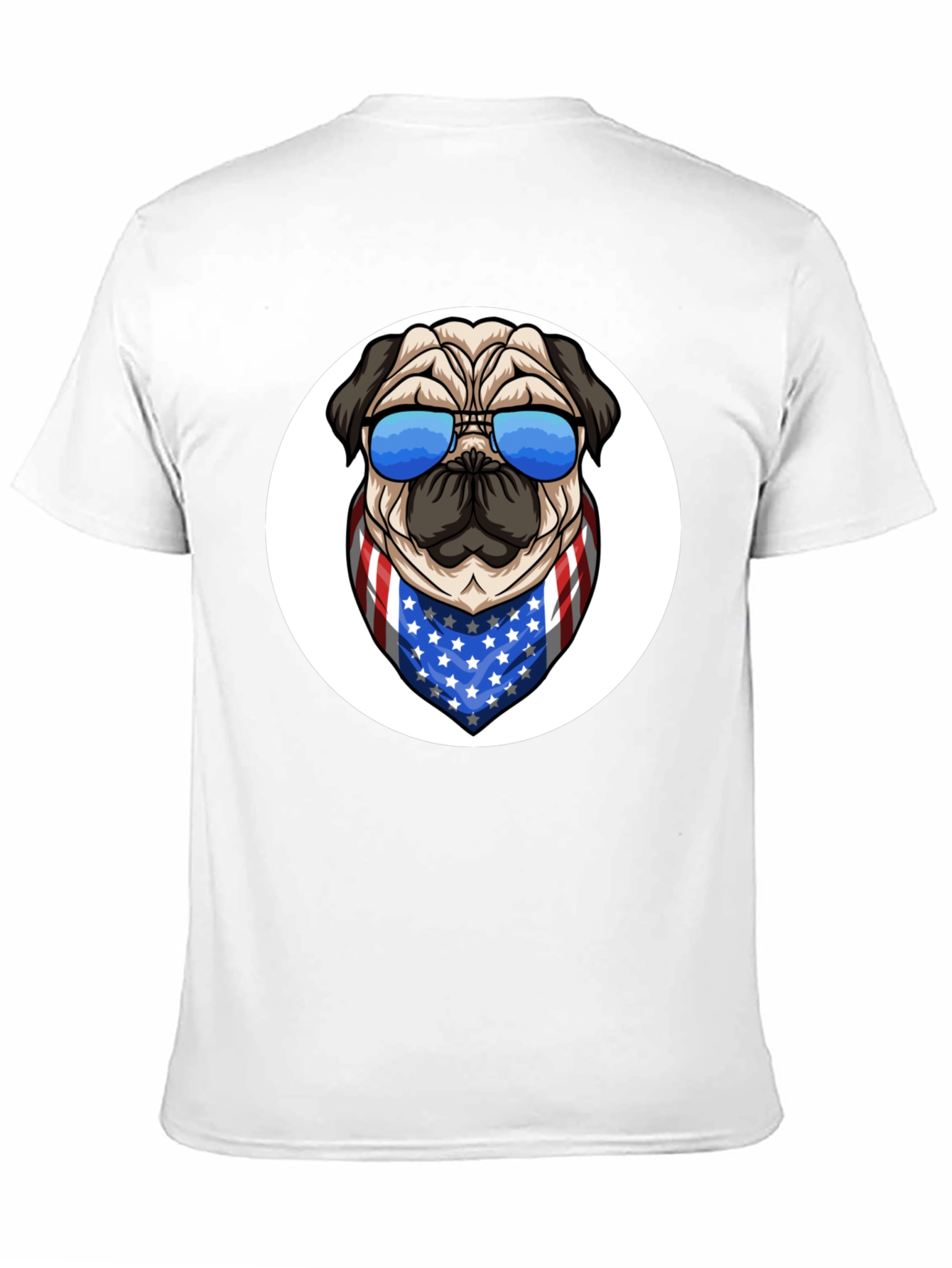 Patriotic Pug Graphic Tee - Black