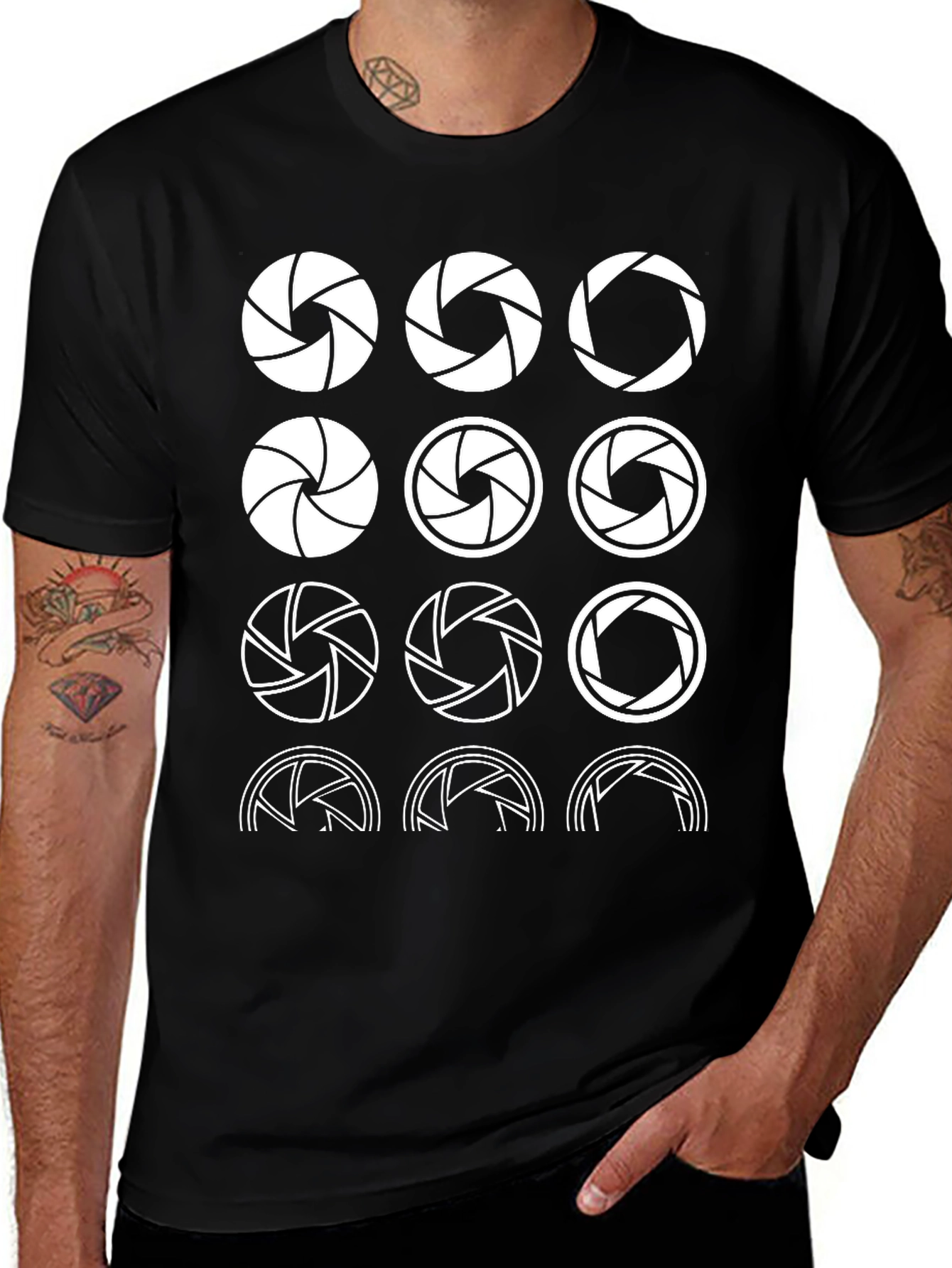 Aperture Camera Lens Black Graphic T-Shirt