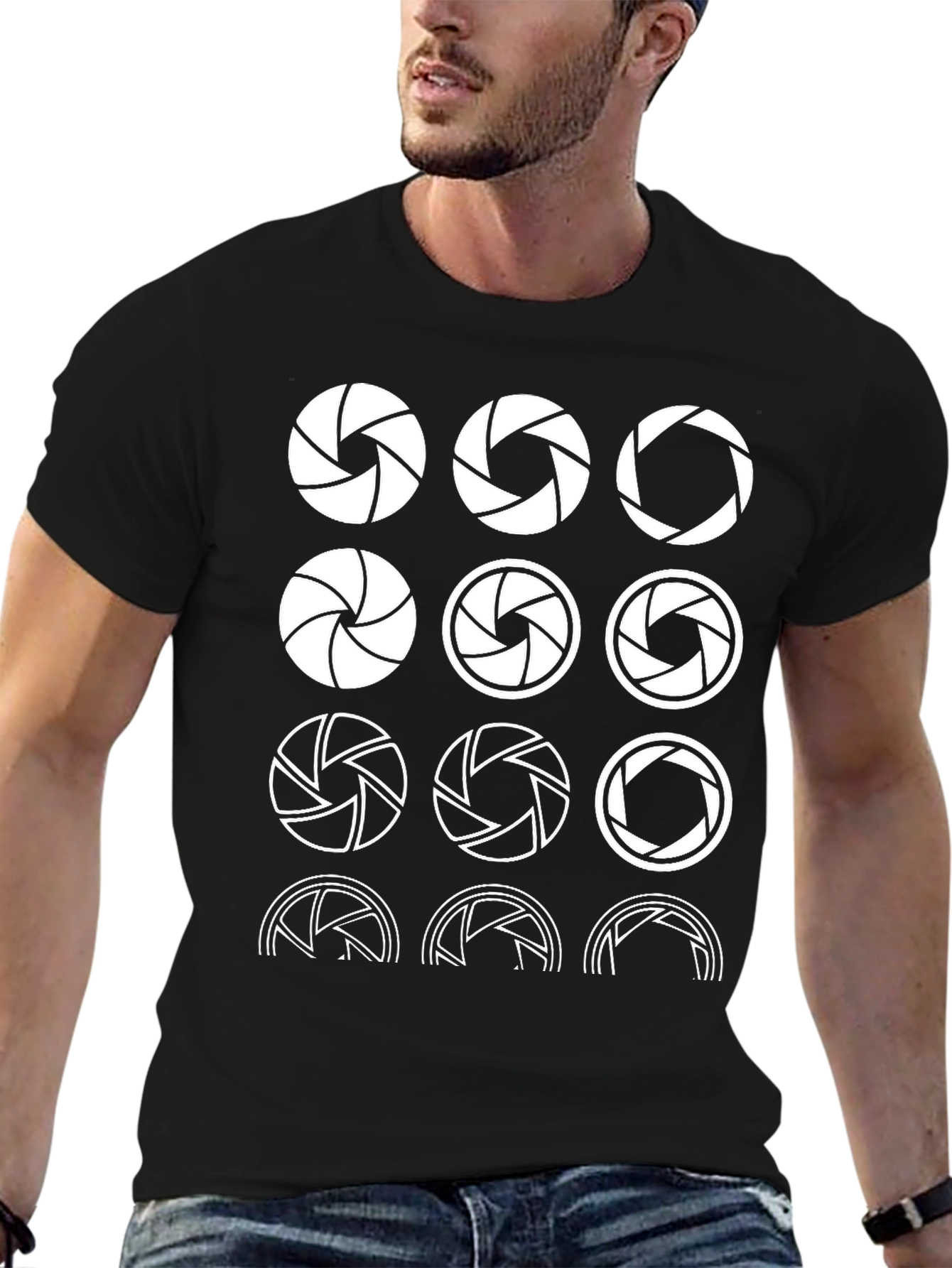 Aperture Camera Lens Black Graphic T-Shirt