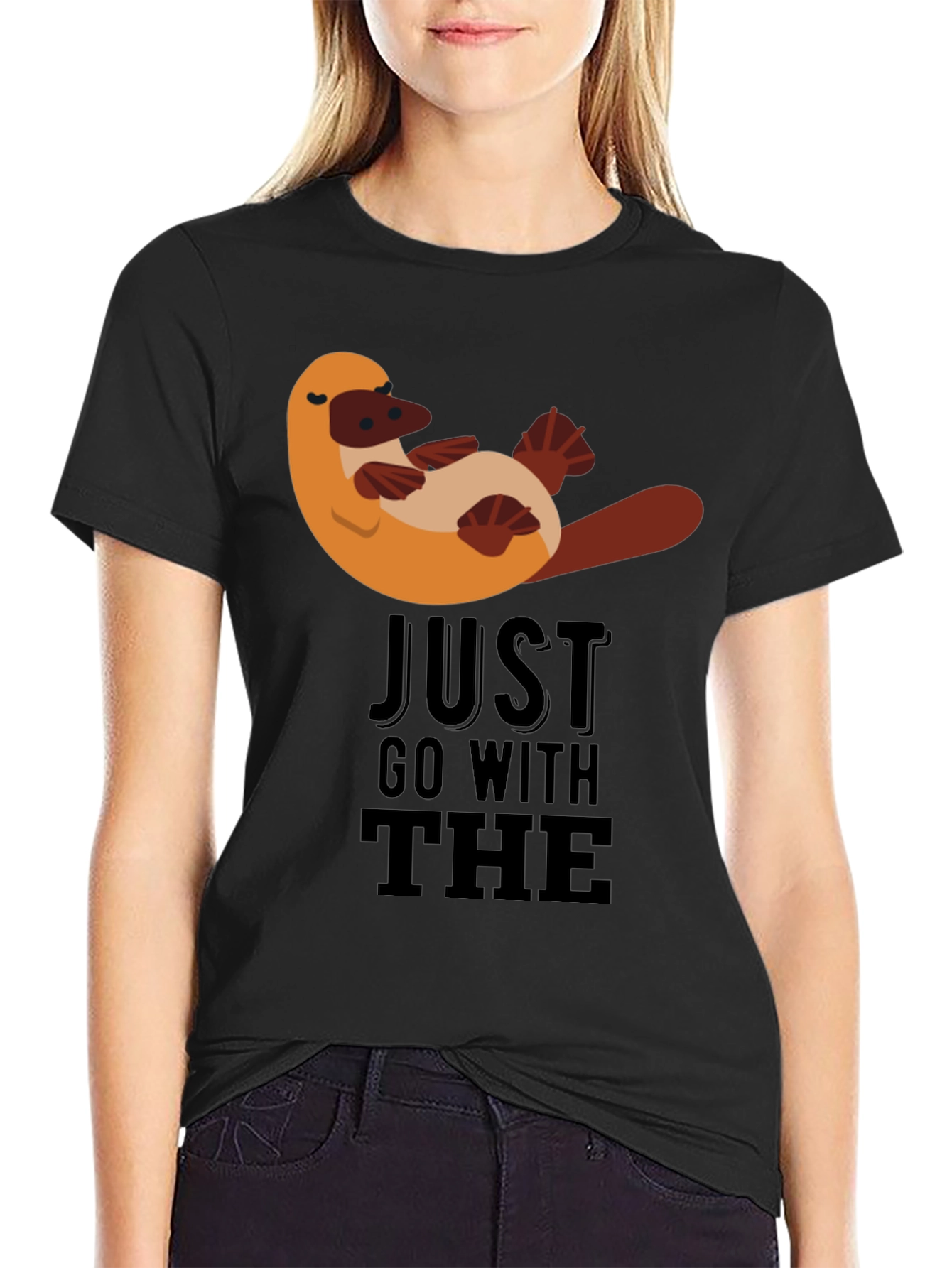 Just Go With The Platypus Black Tee