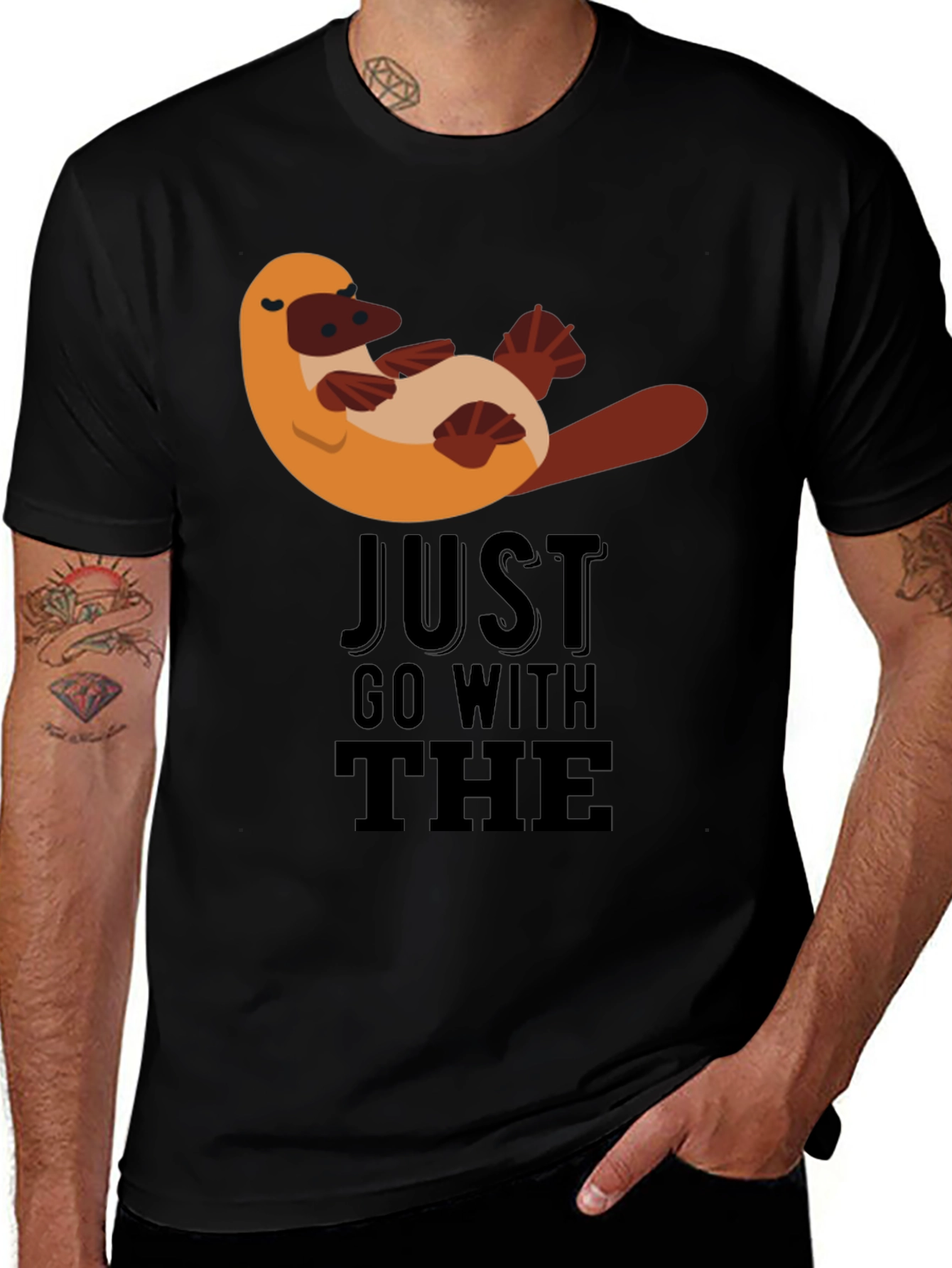 Just Go With The Platypus Black Tee