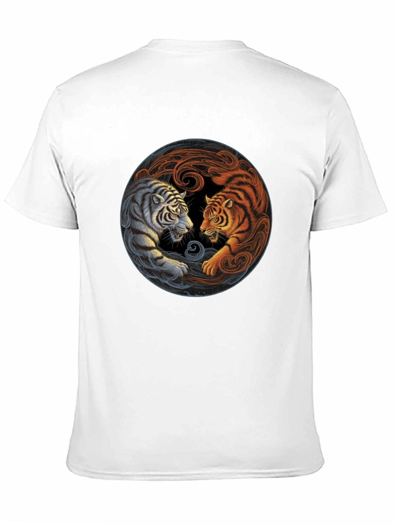 Yin Yang Tiger Graphic Tee - Black Cotton Blend