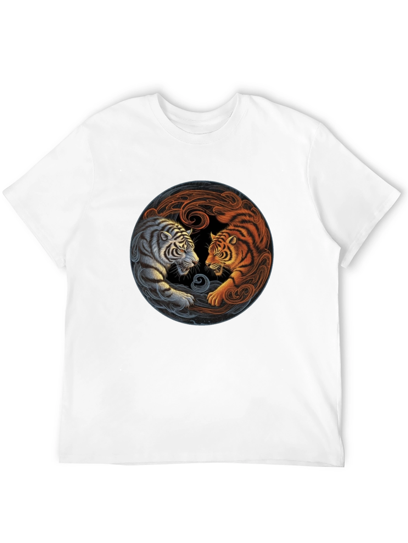 Yin Yang Tiger Graphic Tee - Black Cotton Blend