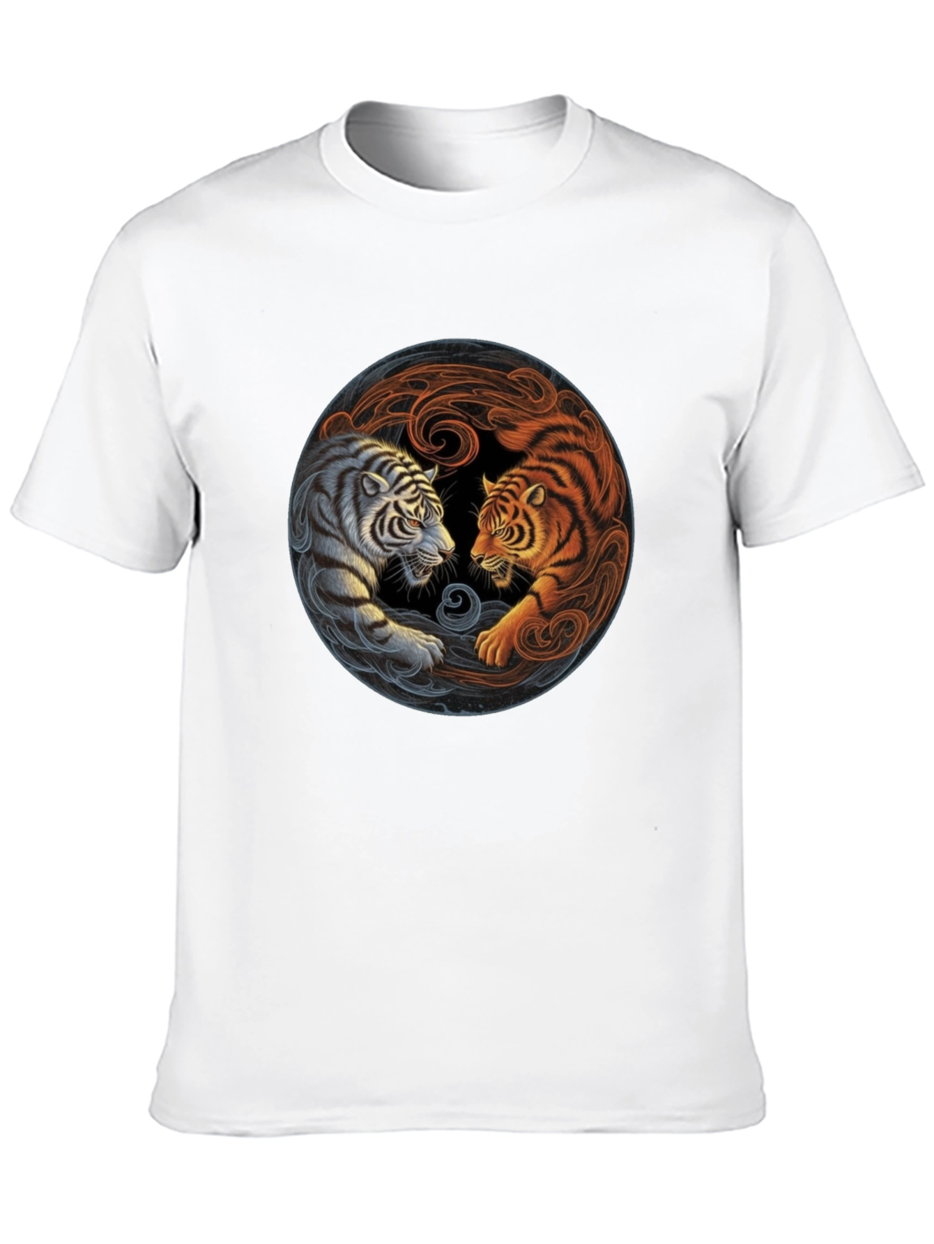 Yin Yang Tiger Graphic Tee - Black Cotton Blend