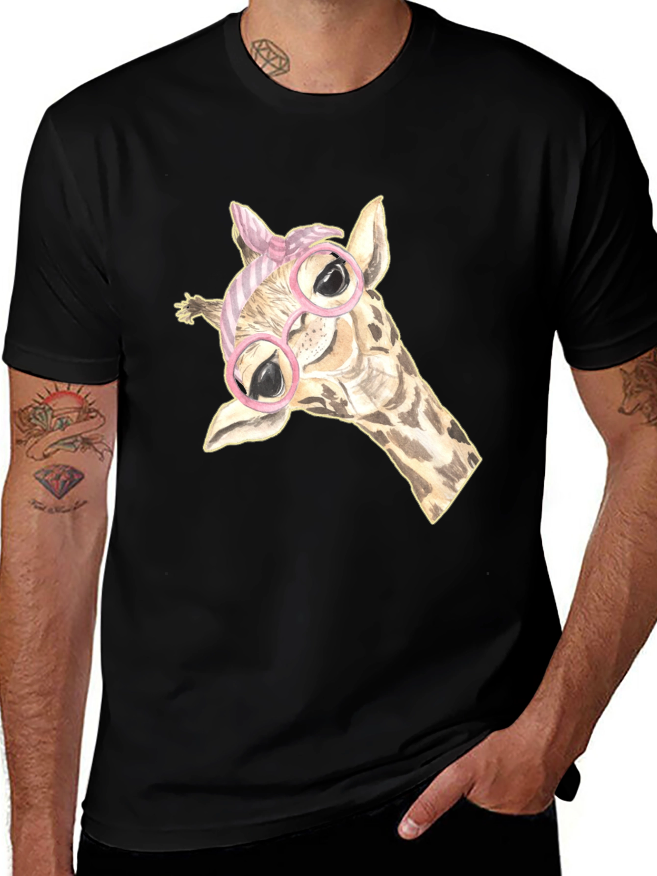 Giraffe Glasses Graphic Tee