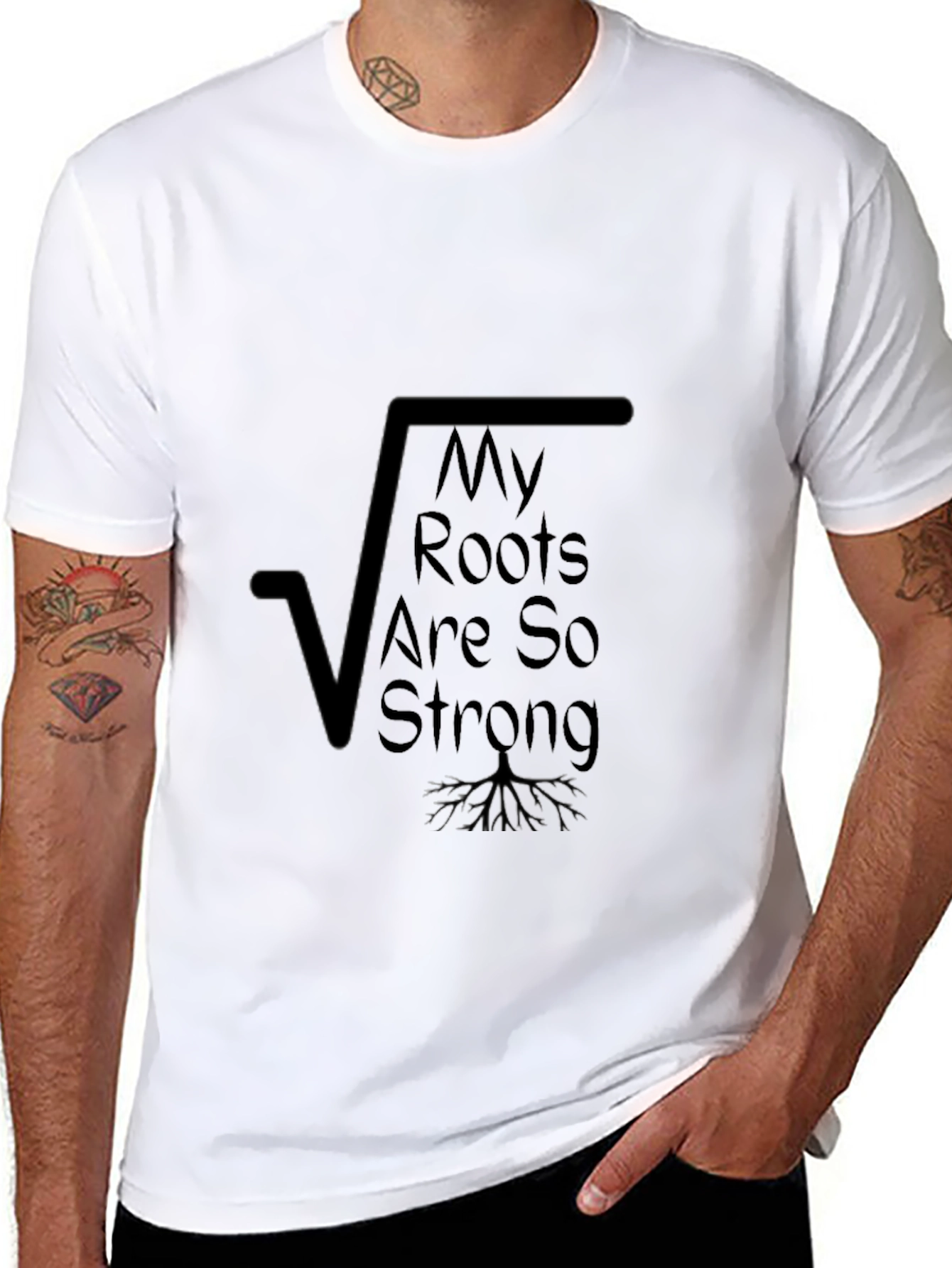 Strong Roots Graphic Tee - Black Cotton Shirt