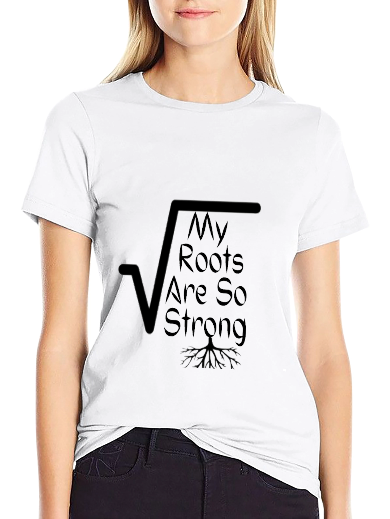 Strong Roots Graphic Tee - Black Cotton Shirt