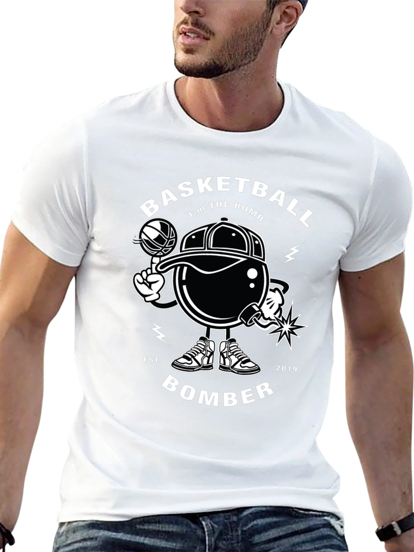 Basketball Bomber Black Graphic Tee