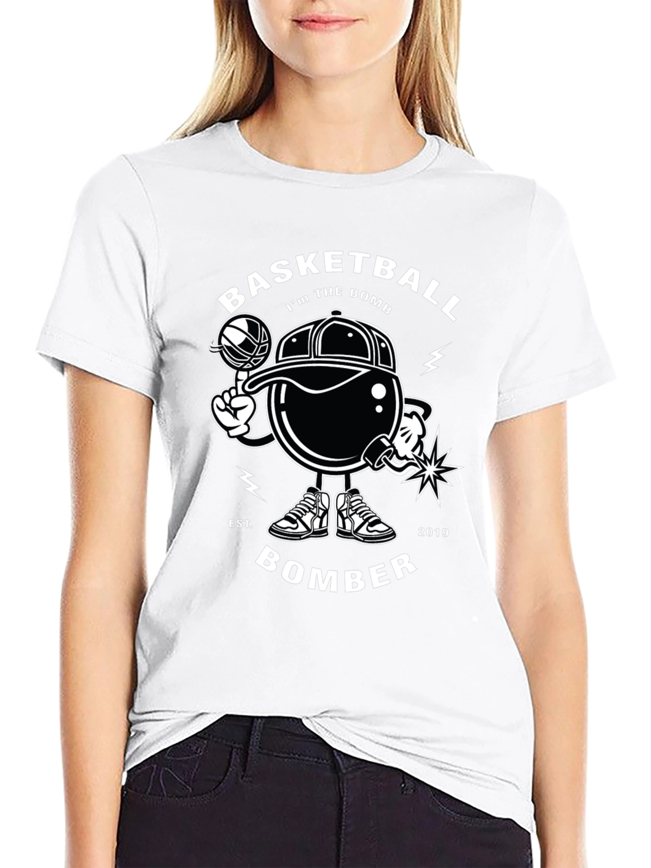 Basketball Bomber Black Graphic Tee