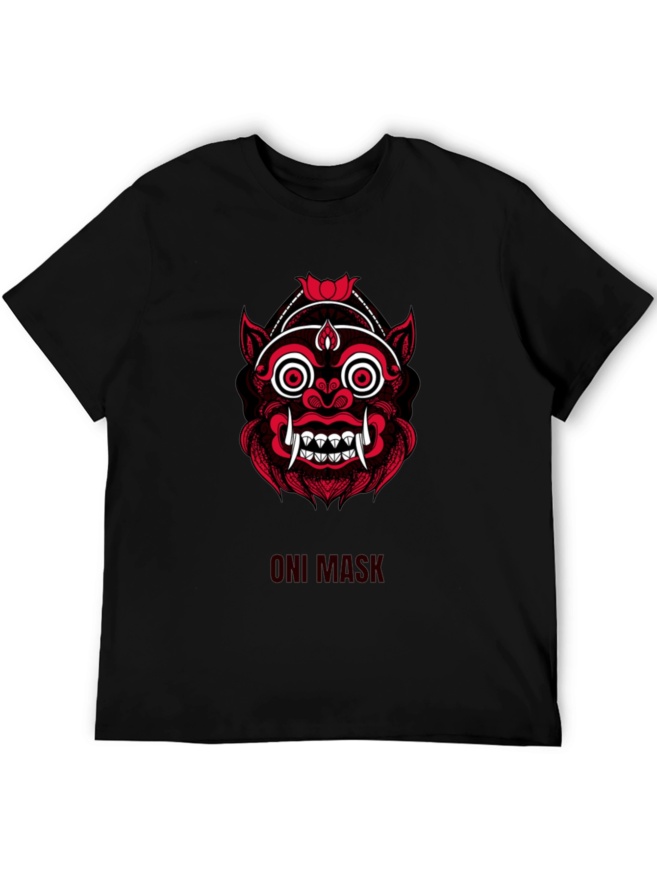 Oni Mask Graphic Tee - Stylish Japanese Demon Design