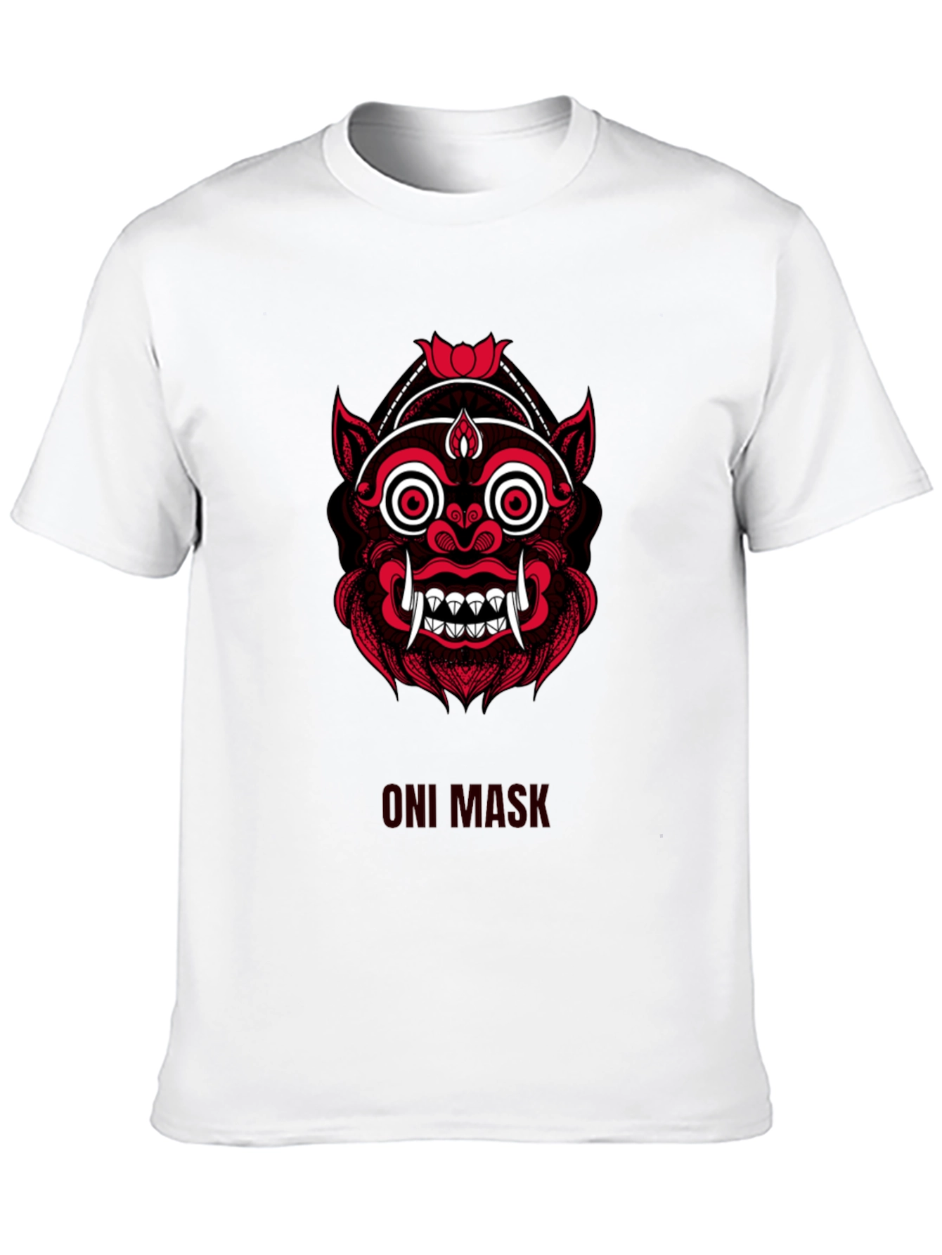 Oni Mask Graphic Tee - Stylish Japanese Demon Design