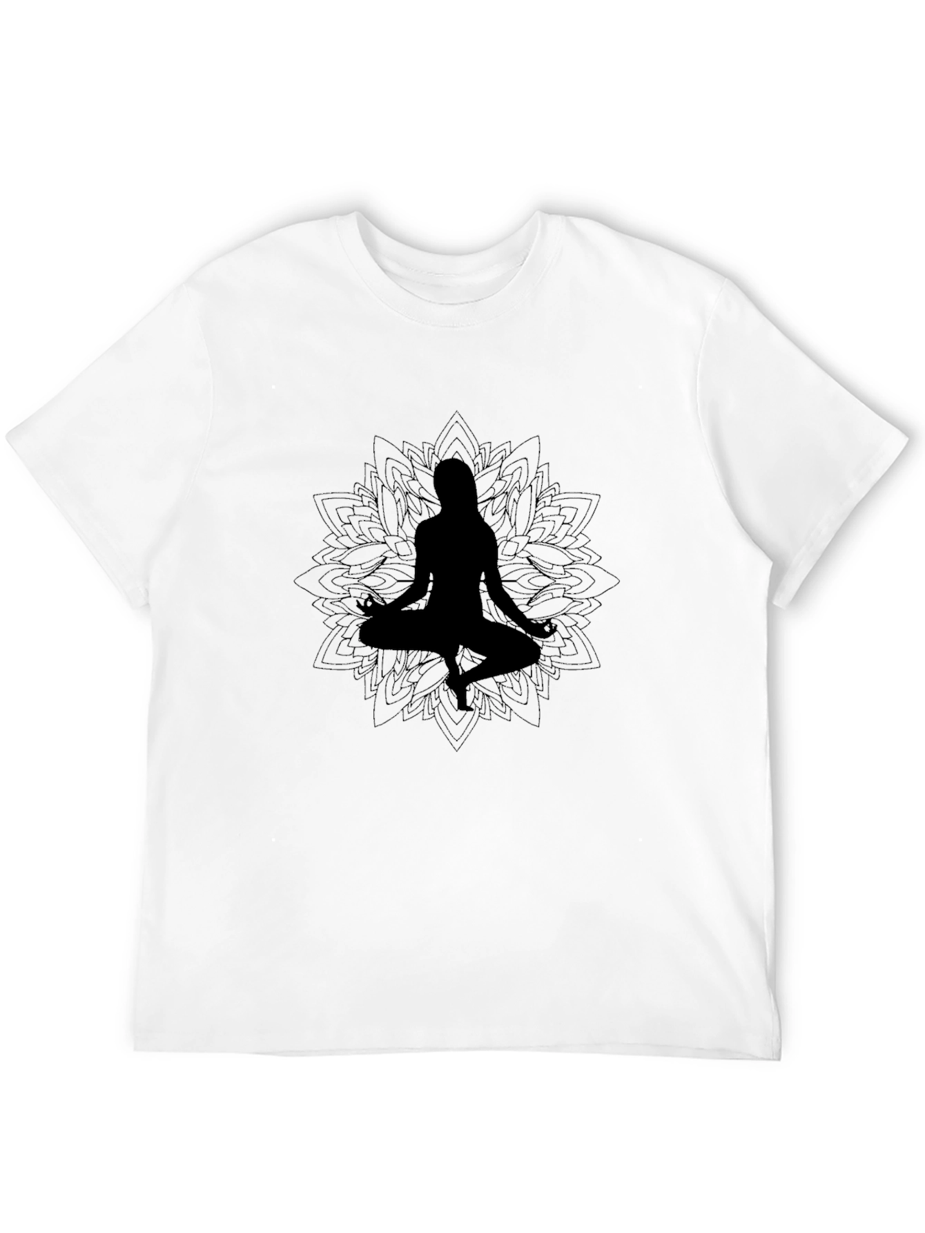 Yoga Silhouette Black T-Shirt - Meditation Design