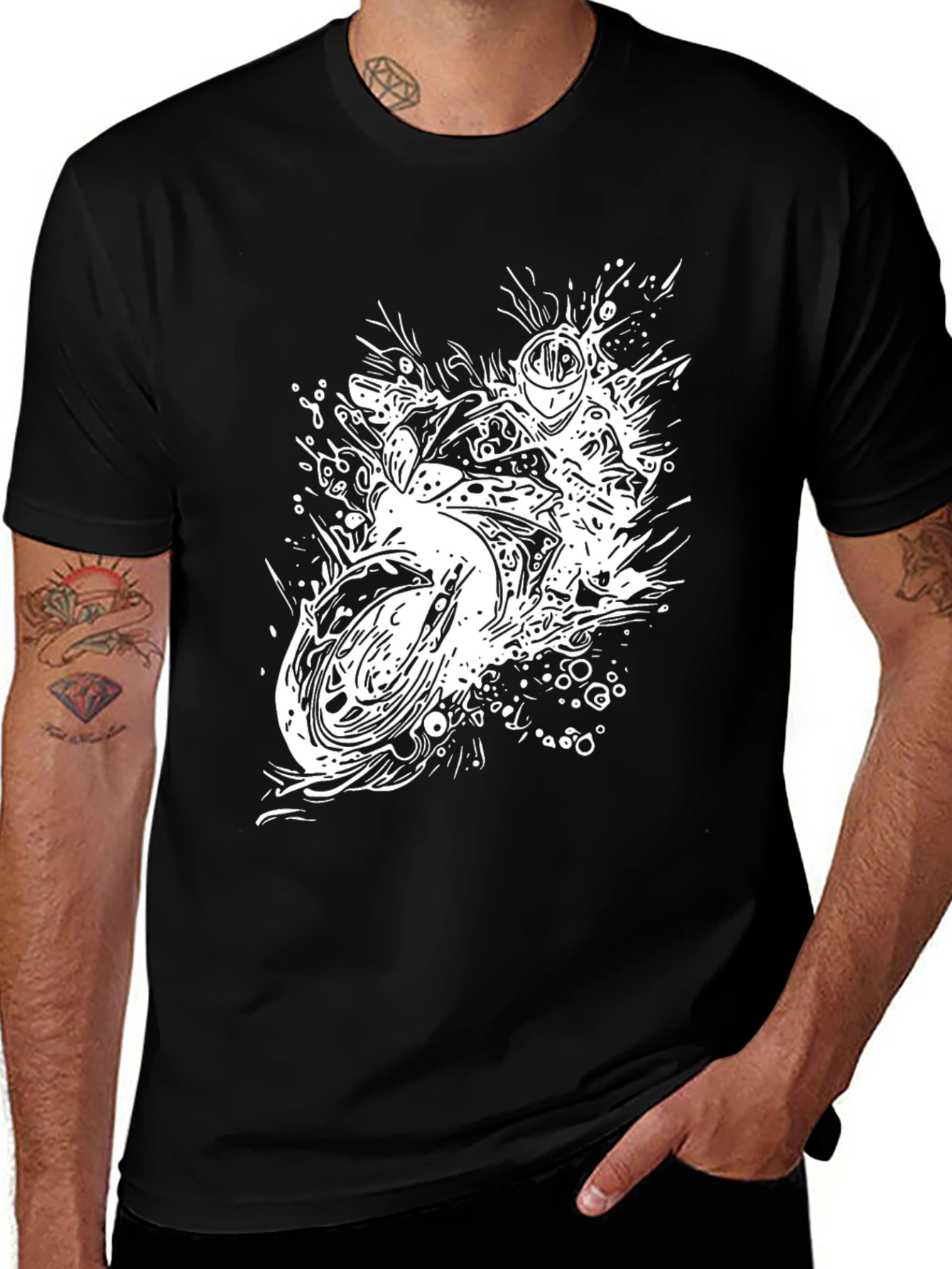 Motorcycle Rider Graphic T-Shirt - Black