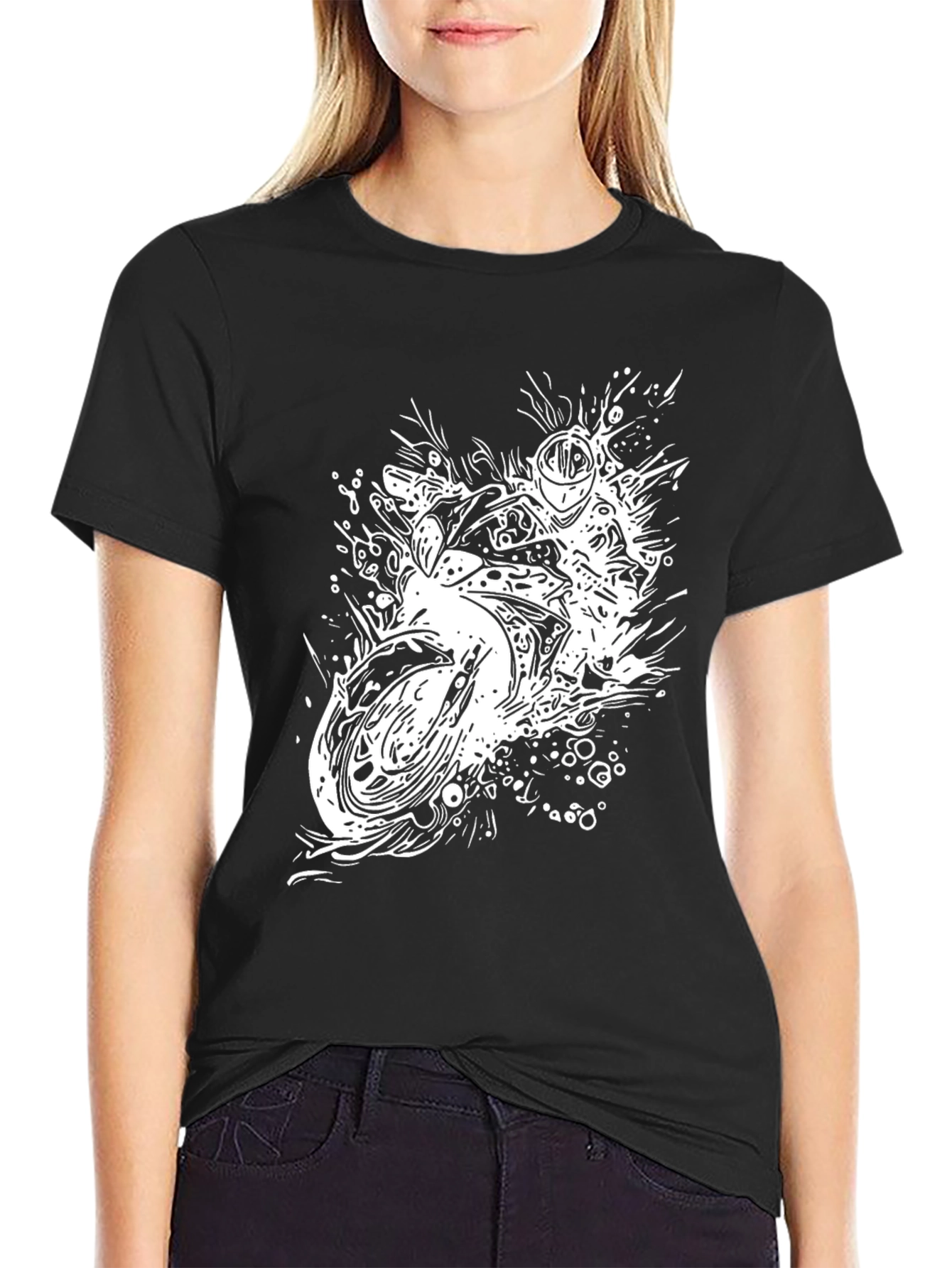 Motorcycle Rider Graphic T-Shirt - Black