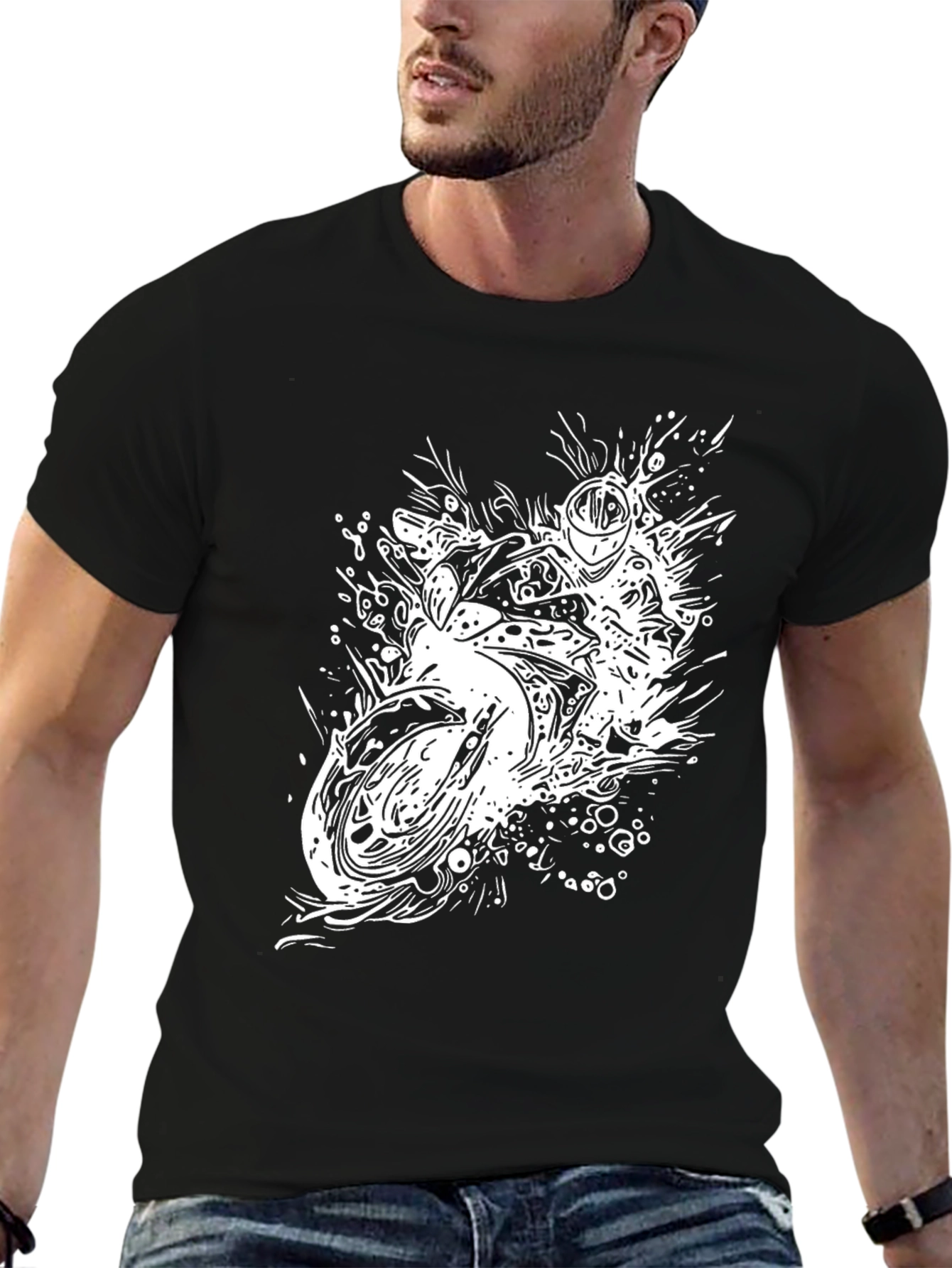 Motorcycle Rider Graphic T-Shirt - Black