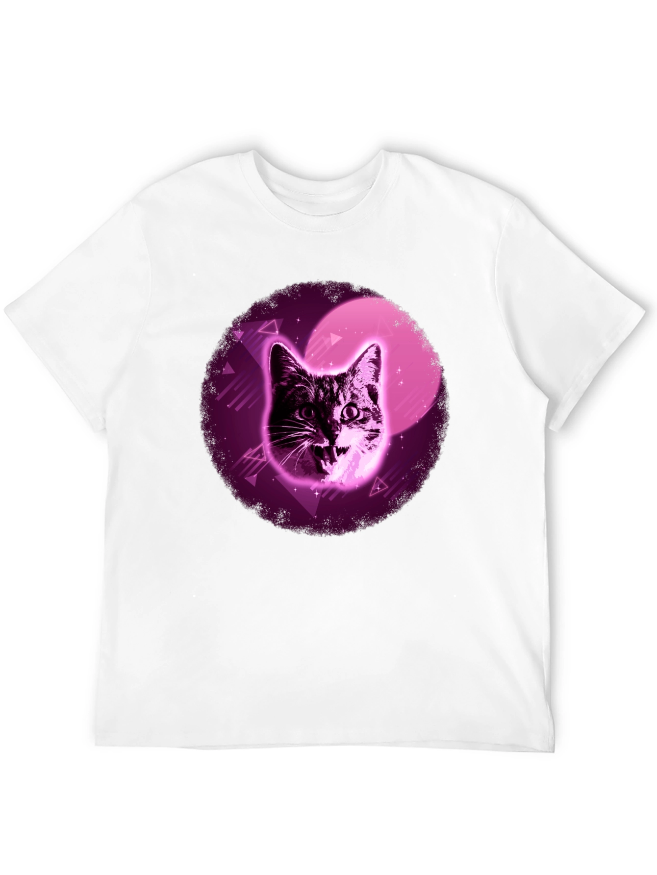 Retro Cat T-Shirt - Black Cotton Blend