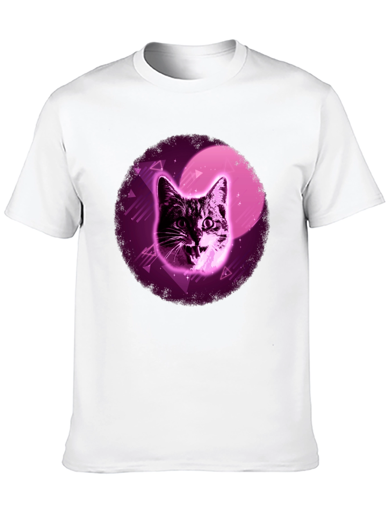 Retro Cat T-Shirt - Black Cotton Blend