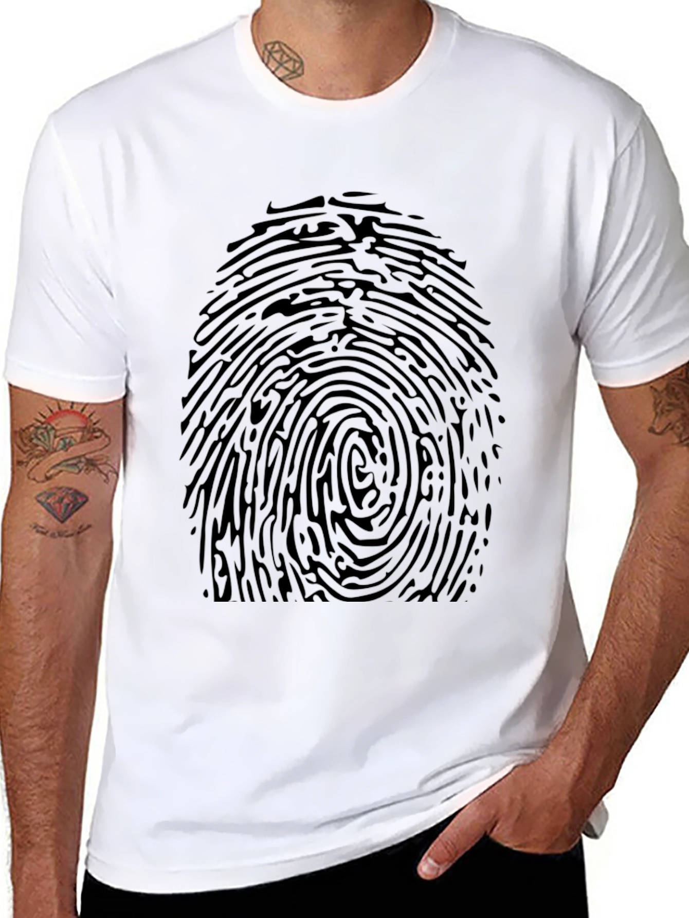 Fingerprint Graphic T-Shirt - Black