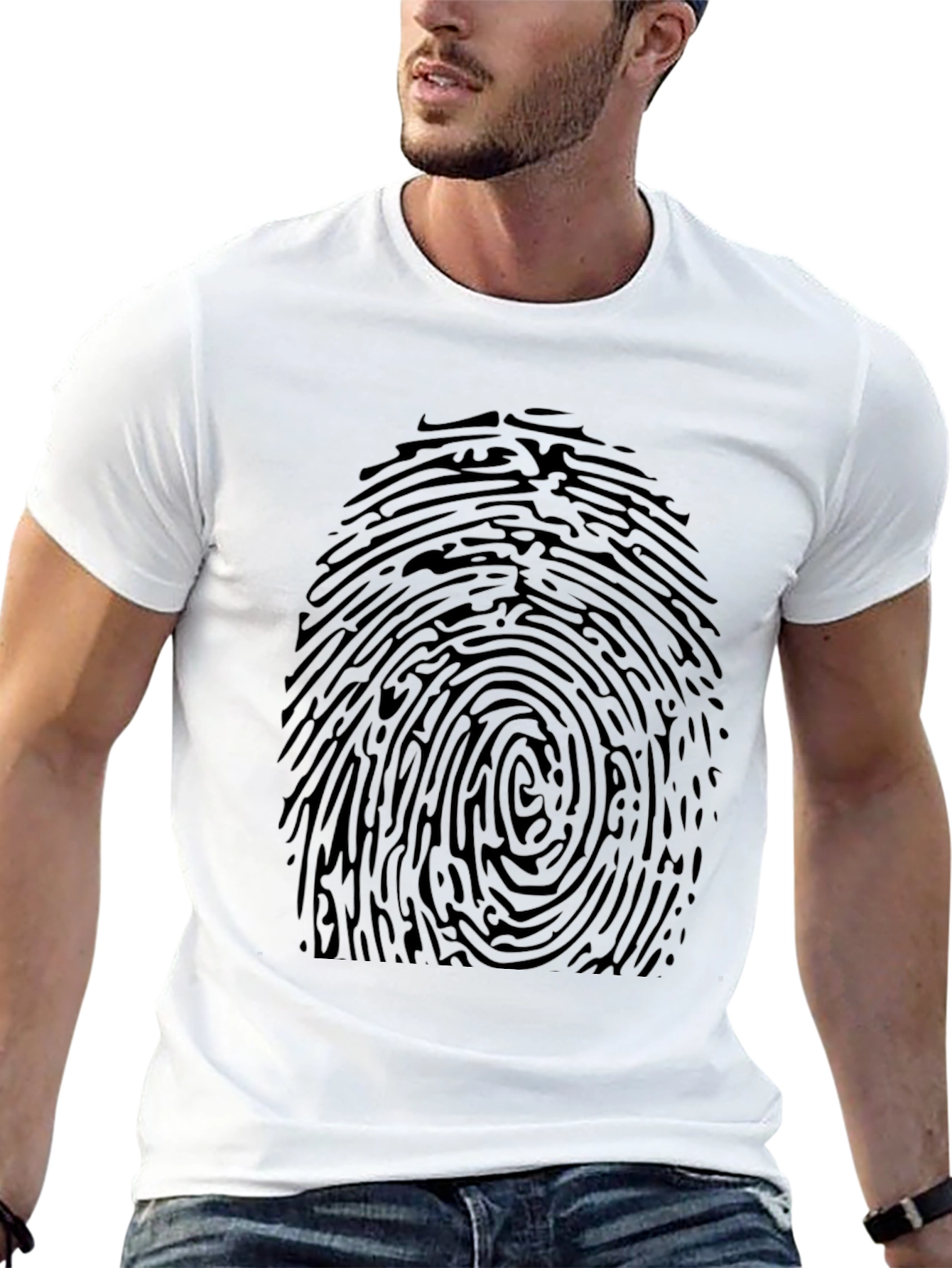 Fingerprint Graphic T-Shirt - Black
