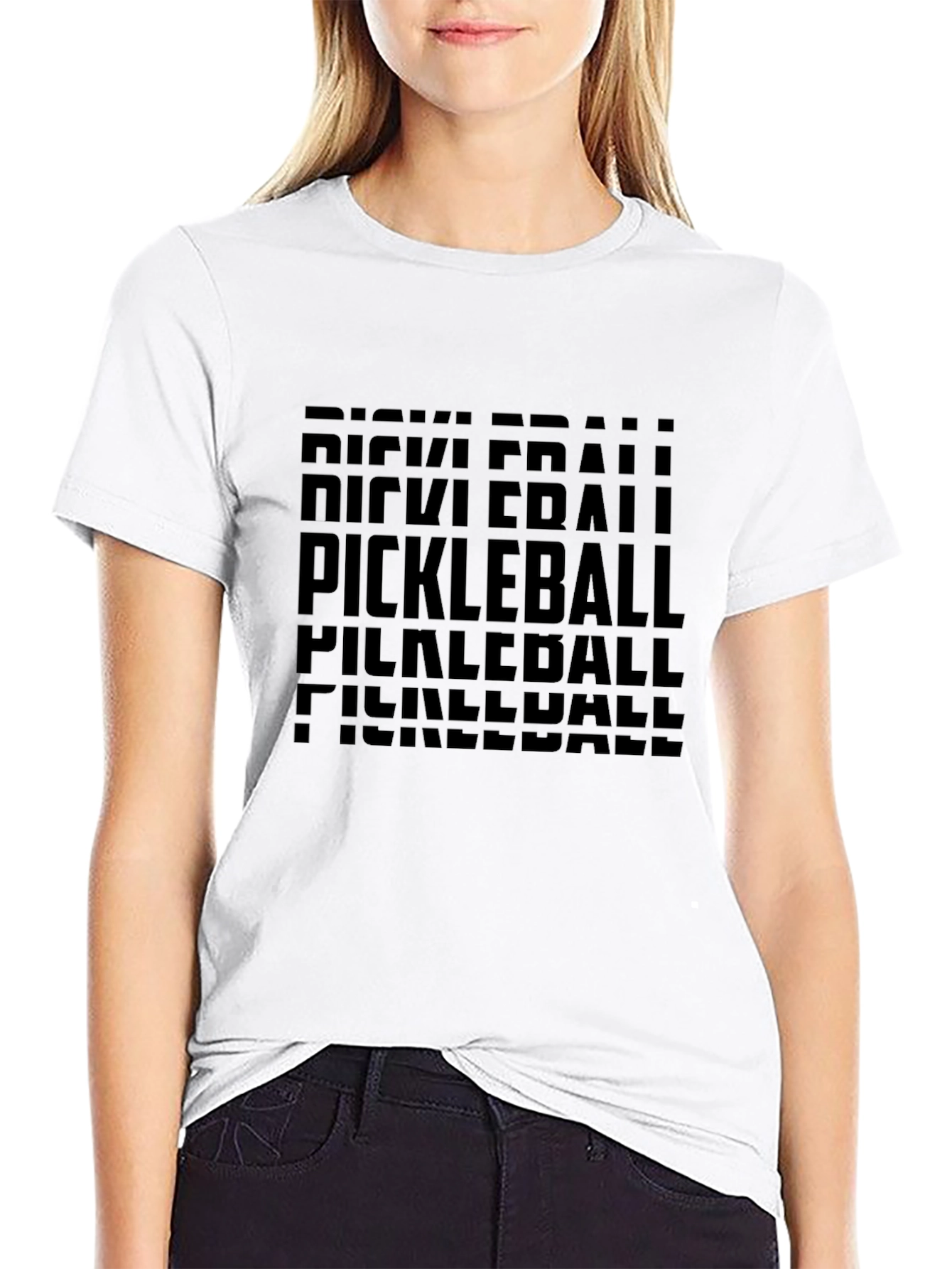 Pickleball Graphic Tee - Black Crew Neck