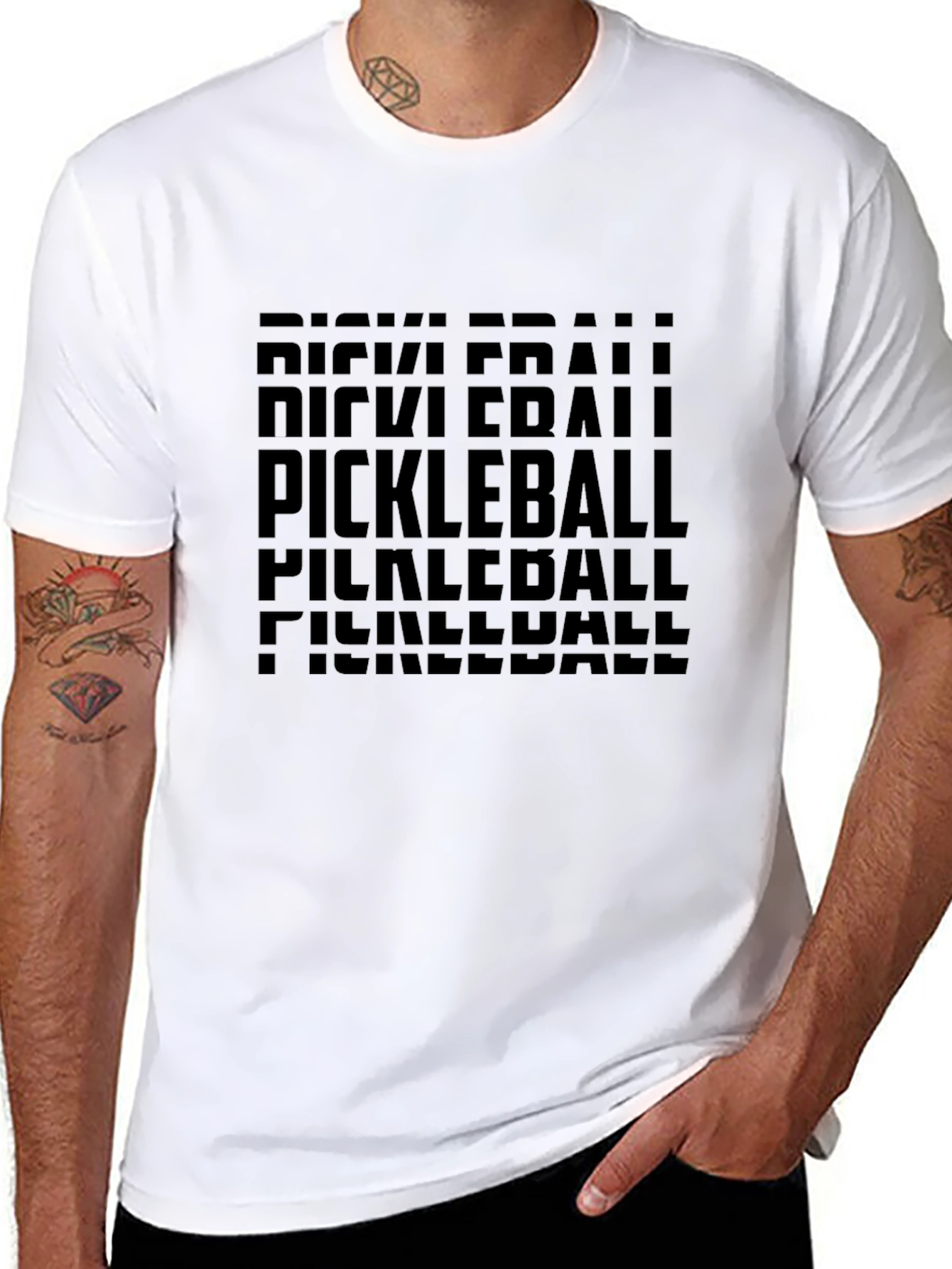 Pickleball Graphic Tee - Black Crew Neck