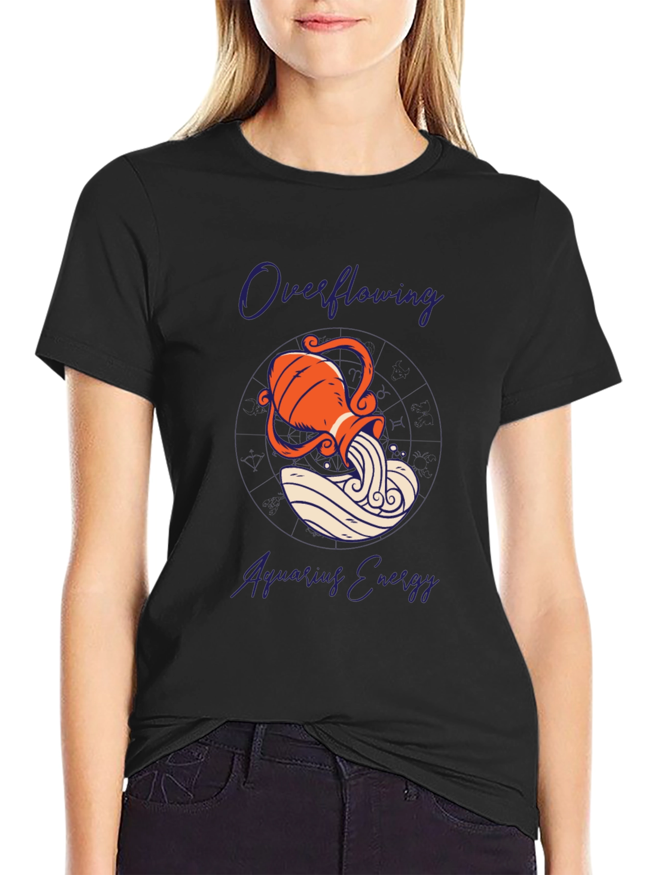 Aquarius Energy Graphic Tee - Zodiac Black T-Shirt