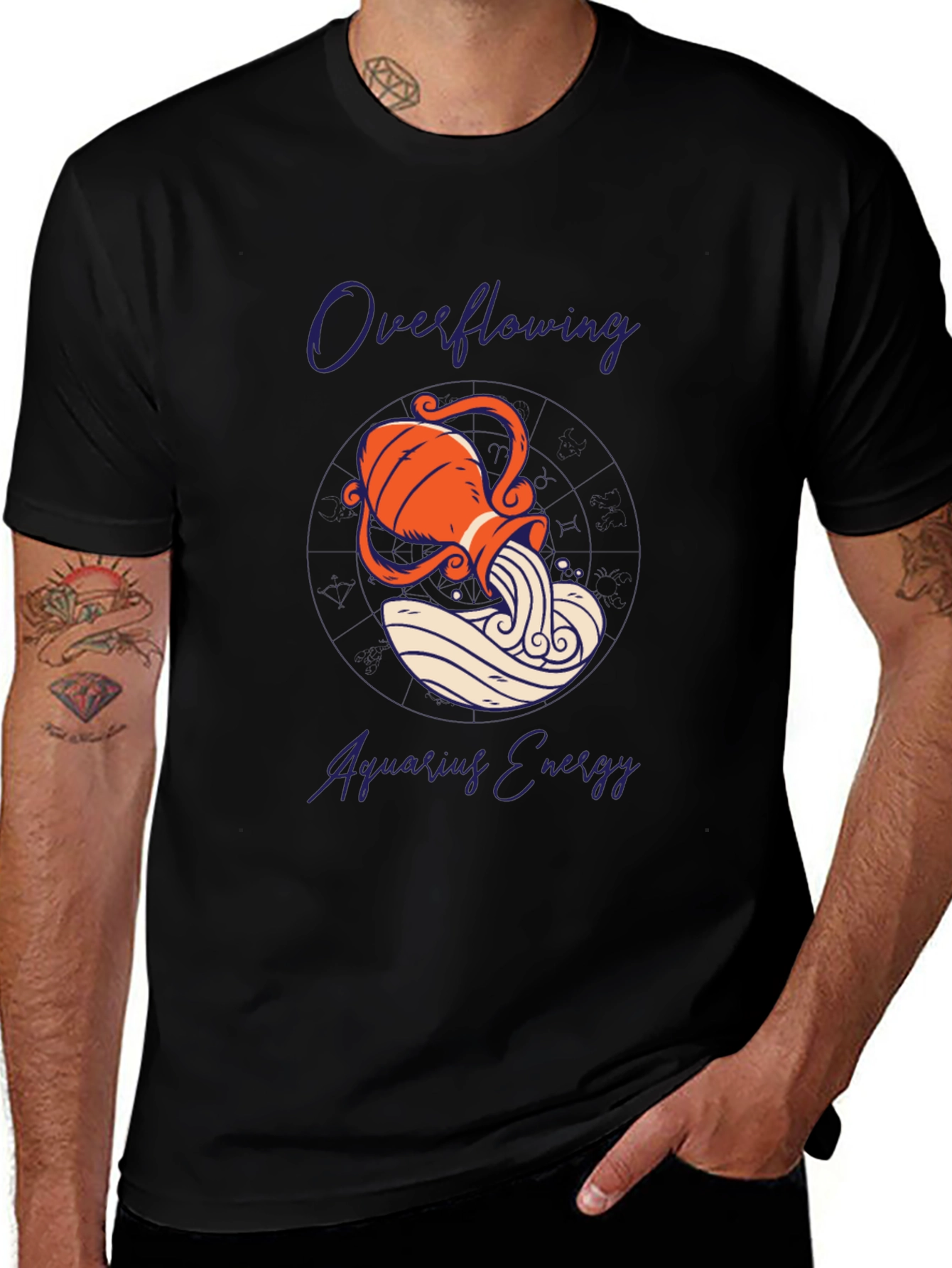 Aquarius Energy Graphic Tee - Zodiac Black T-Shirt