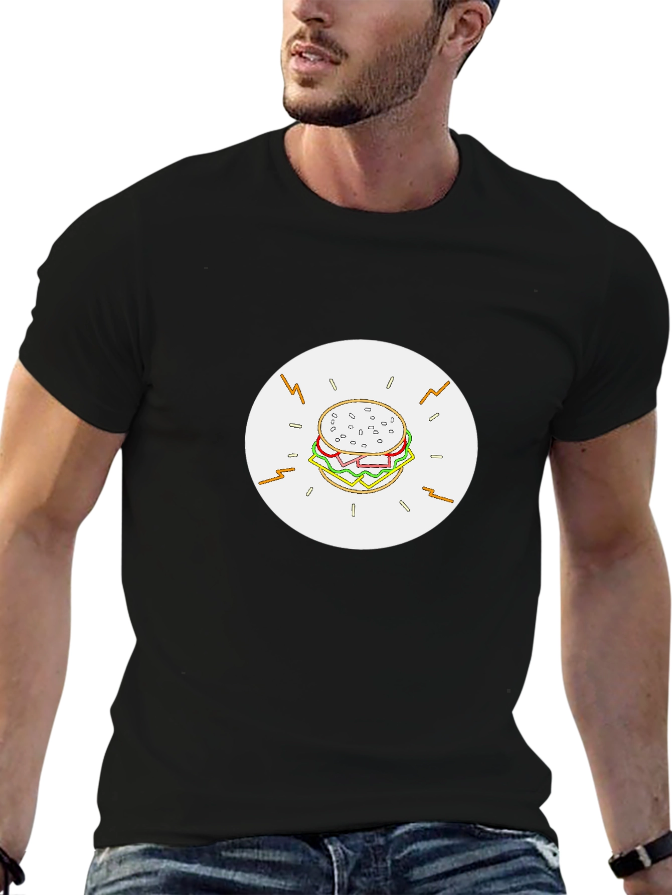 Burger Graphic Black T-Shirt - Tasty Tee