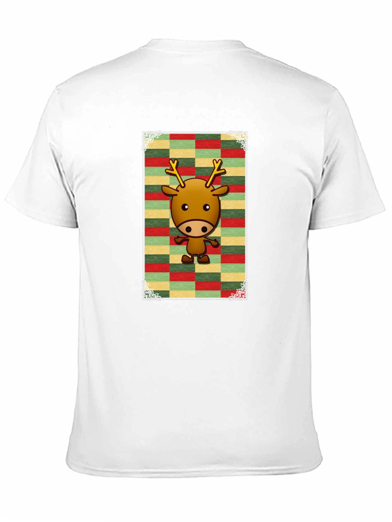 Cartoon Reindeer Graphic Tee - Black