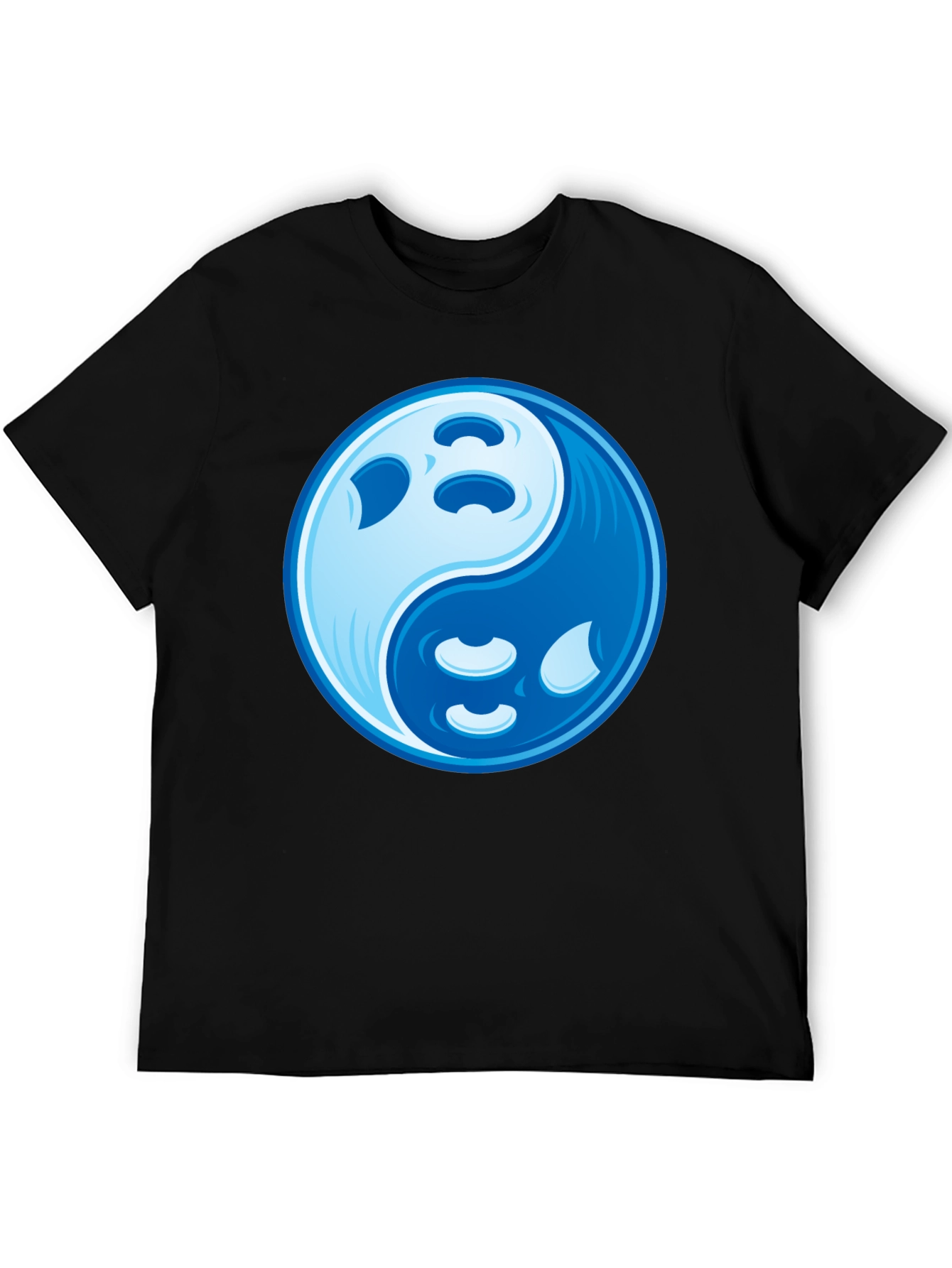 Yin Yang Moon Graphic Tee - Black Cotton Blend