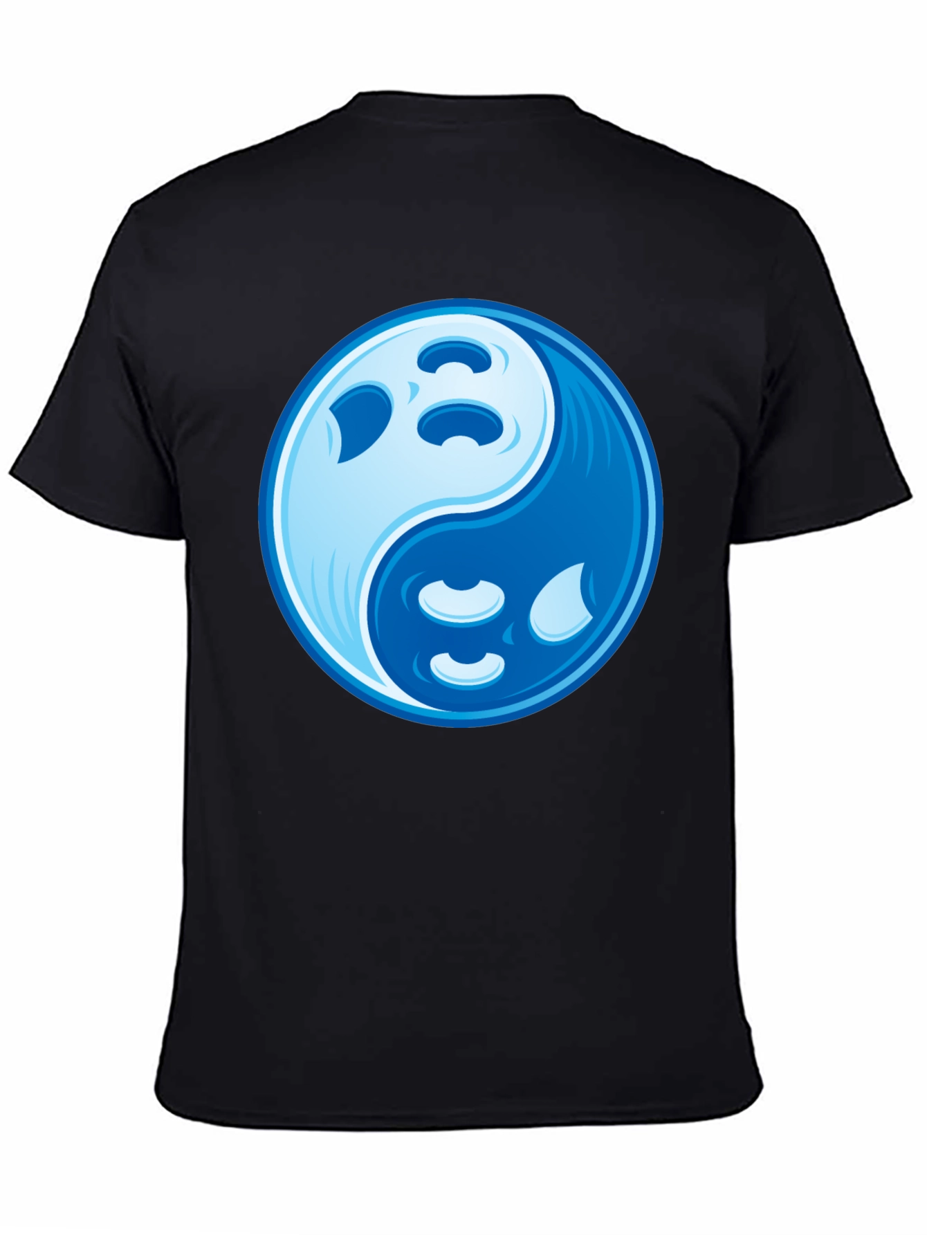Yin Yang Moon Graphic Tee - Black Cotton Blend