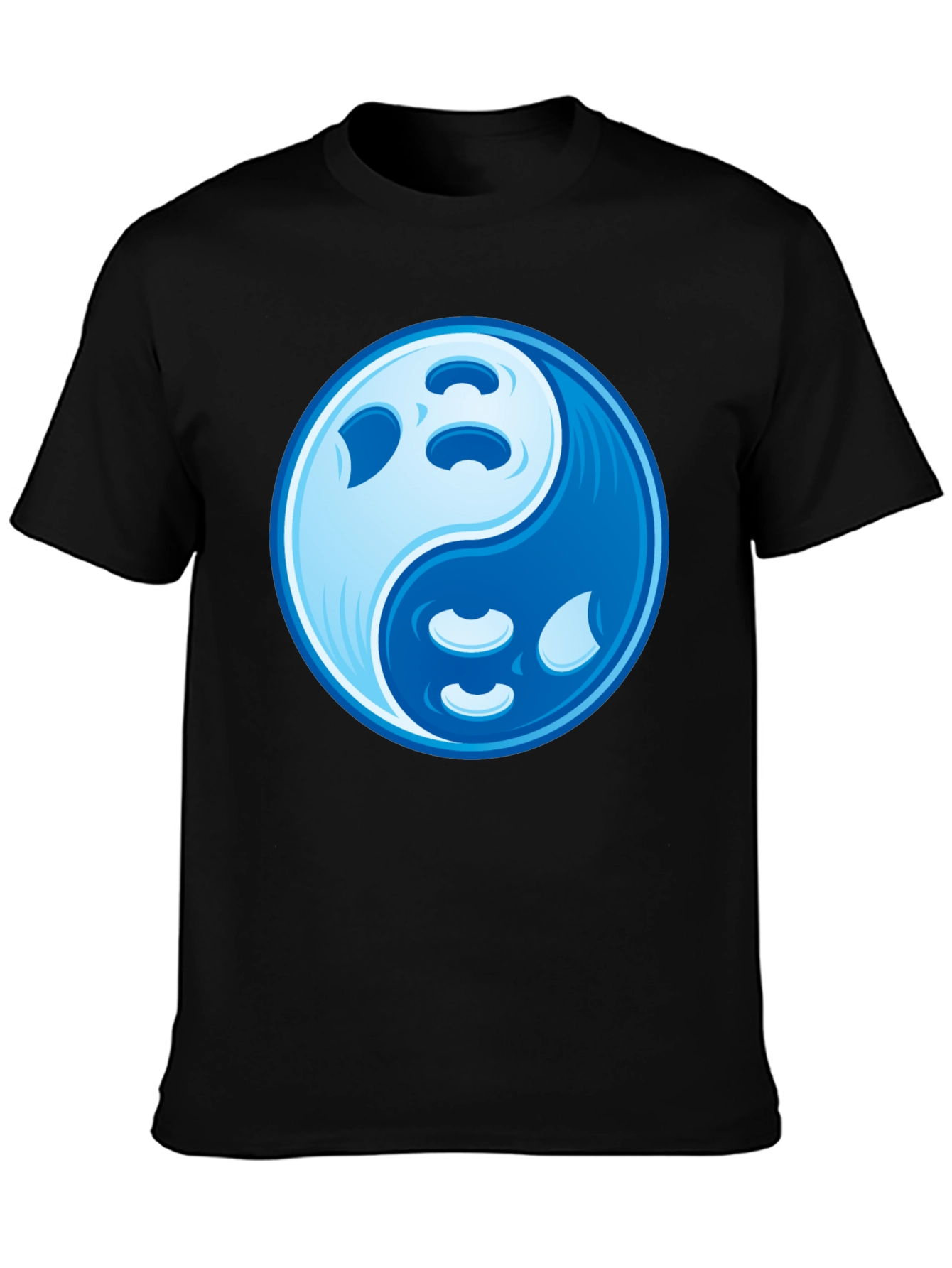 Yin Yang Moon Graphic Tee - Black Cotton Blend